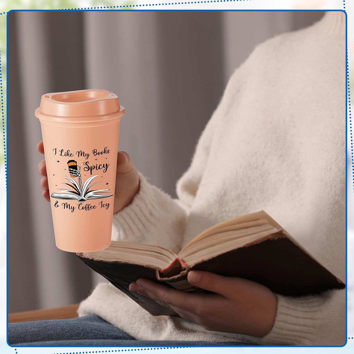 12 Pcs Book Lovers Gifts Bulk, 16oz Library Reading Theme Coffee Cups with Lids, Book Club Appreciation Gifts for Bookish Teacher Students Employee (Morandi)