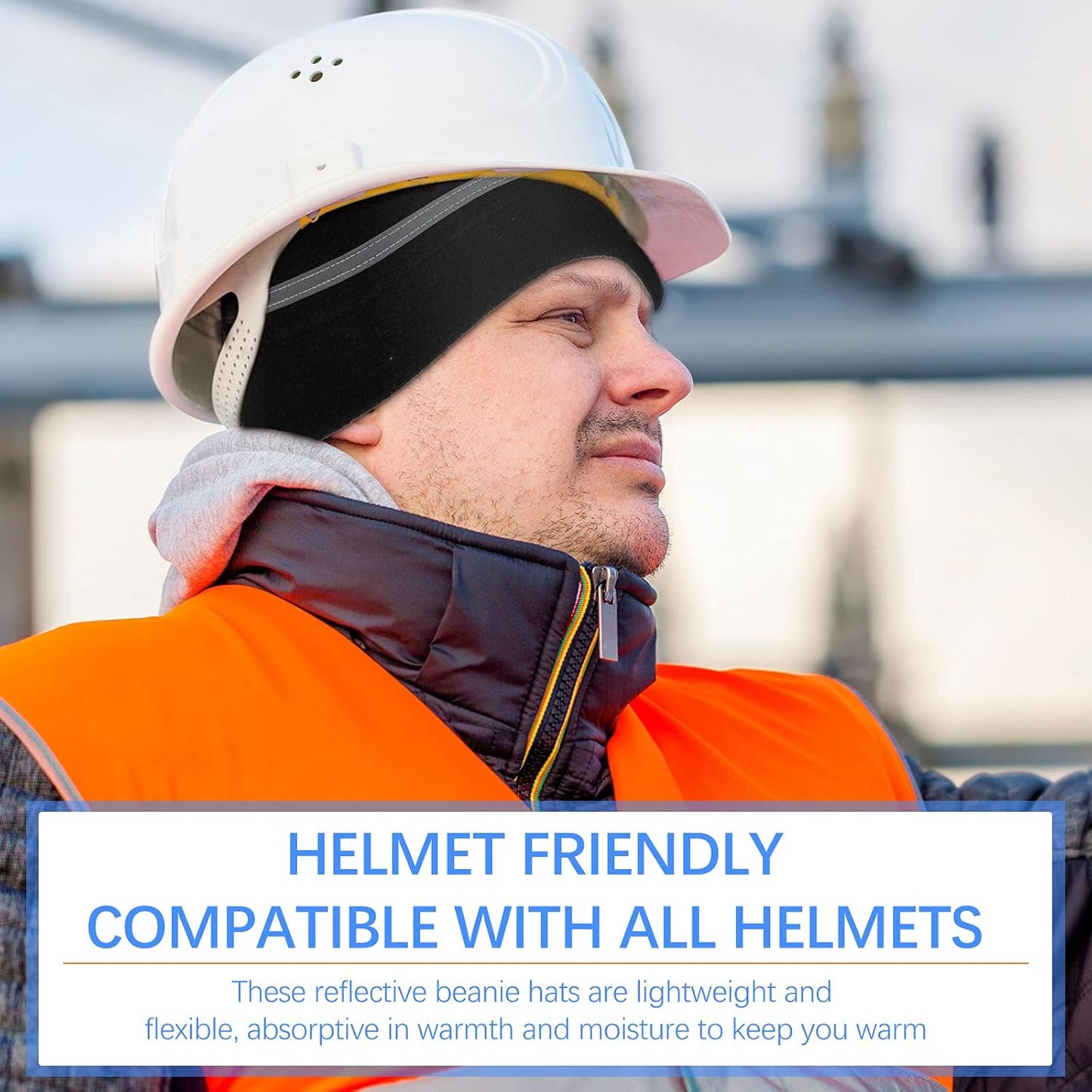 3 Pieces Safety Beanie High Visibility Reflective Beanie Hat Unisex Winter Security Beanies for Outdoor Night Works, Sports