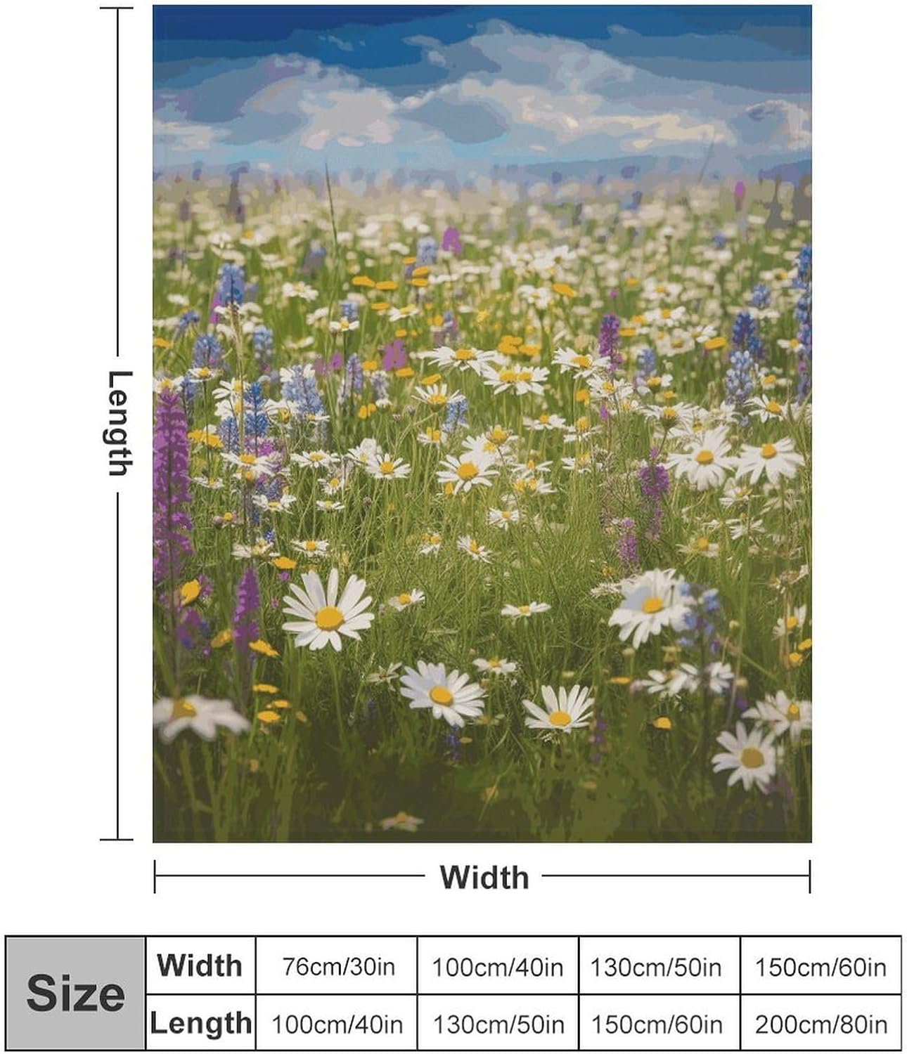 Spring Meadow Flowers Blanket Super Soft Lightweight Throw Blanket Cute Cozy Warm Bed Blanket Decorative Fuzzy Blanket All-Season Home Decor Gift for Sofa Couch Living Room 60"*80"（150 * 200cm）