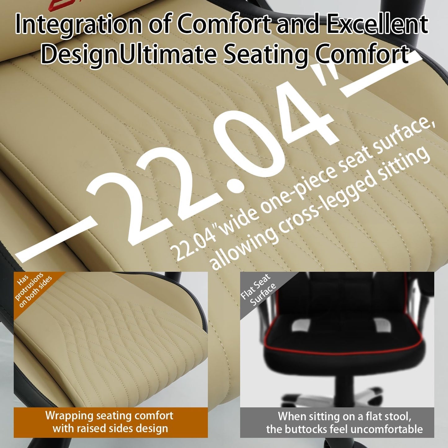 Video Game Chair Ergonomic Comfortable Gaming Office Chair Height-Adjustable with a 360° Swivel Base and Headrest(1002-Beige)