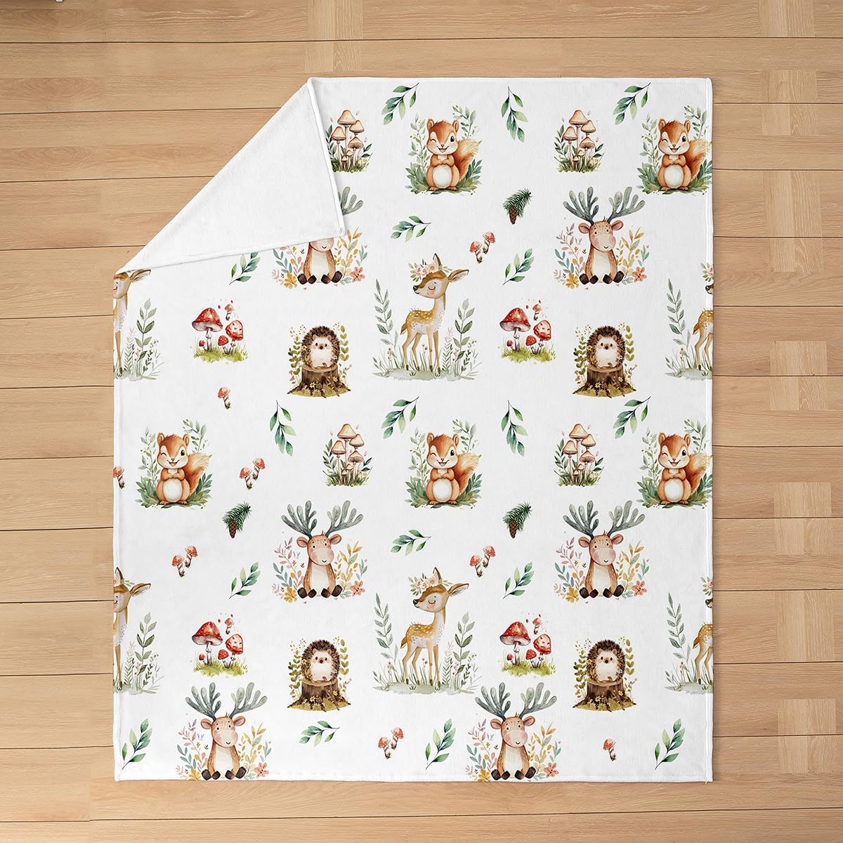 Erosebridal Baby Blankets for Unisex Boys Girls,Woodland Animal Nursery Minky Blankets Kawaii Deer Squirrel Hedgehog Fleece Blanket Cartoon Animals Cute Mushroom Botanical Flannel Blanket Baby 30x40