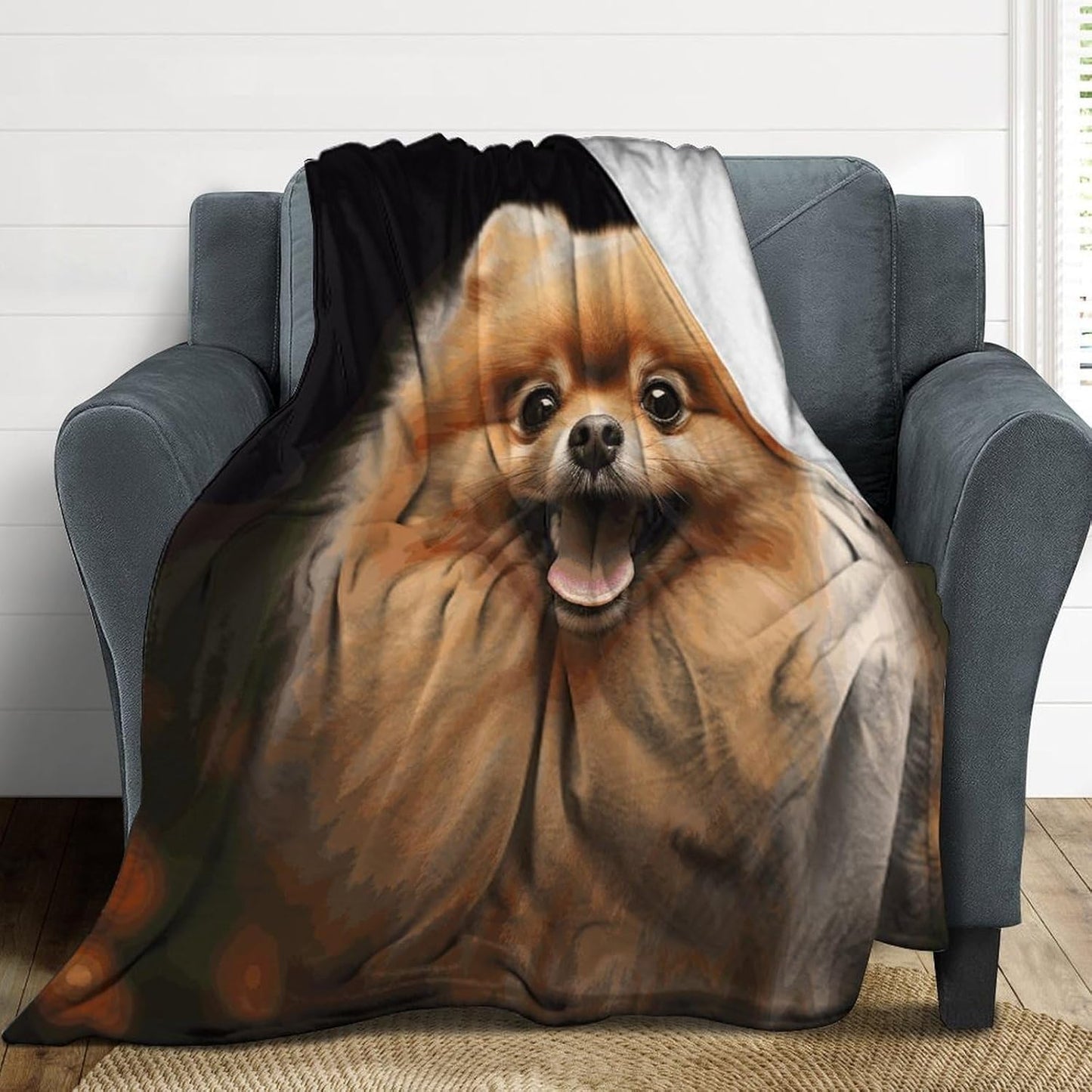 Pomeranian Blanket Super Soft Lightweight Throw Blanket Cute Cozy Warm Bed Blanket Decorative Fuzzy Blanket All-Season Home Decor Gift for Sofa Couch Living Room 60"*80"（150 * 200cm）