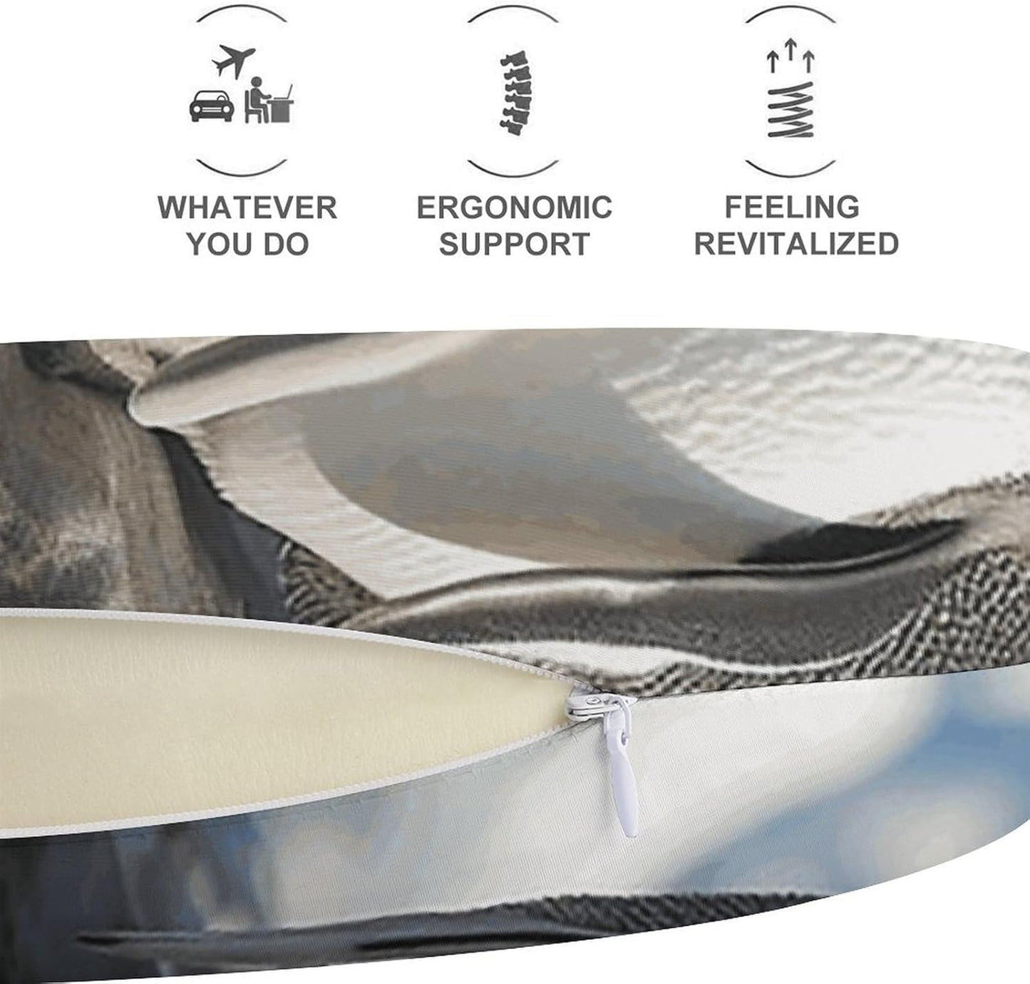 Penguin Family Neck Pillow Memory Foam U Shaped Pillows Portable Pillows for Shoulder Travel Head Support Pillow with Concealed Zipper for Airplane Car Home Office