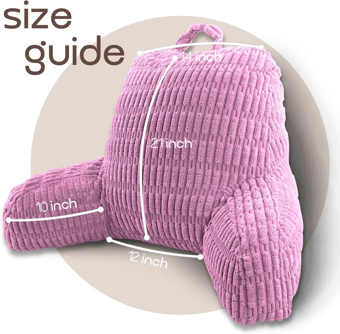 Reading Pillows for Sitting in Bed Adult, Back Rest Pillow for Sitting Up in Bed and Couch, Back Support Chair Pillow Support for Adult Backrest Pillows for Reading (Pale Pink 21 Inch)