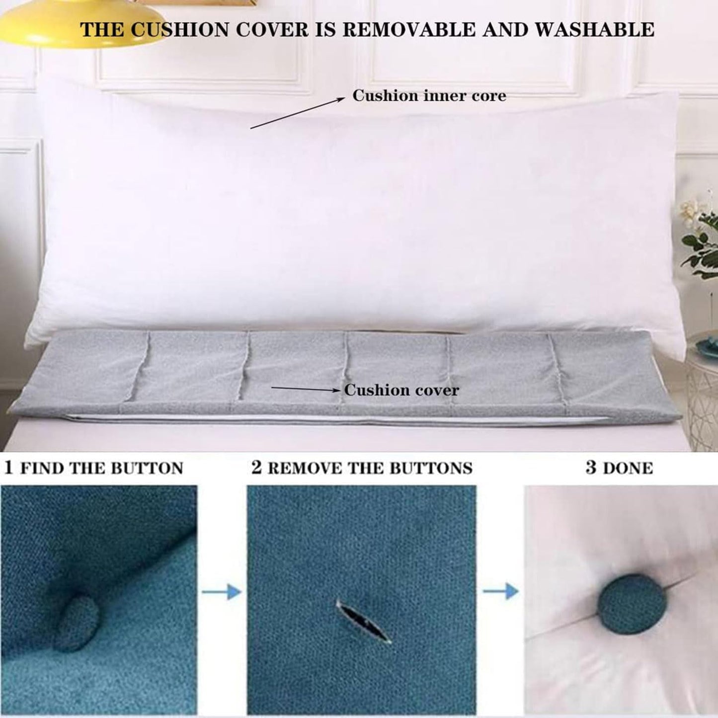 Solid Color Positioning Support Pillow for Reading in Bed,Bolster Lumbar Pillow,Wedge Headboard Pillow with Removable Cover(Size:80x20x60cm(31.5x7.8x23.6),Color:C)