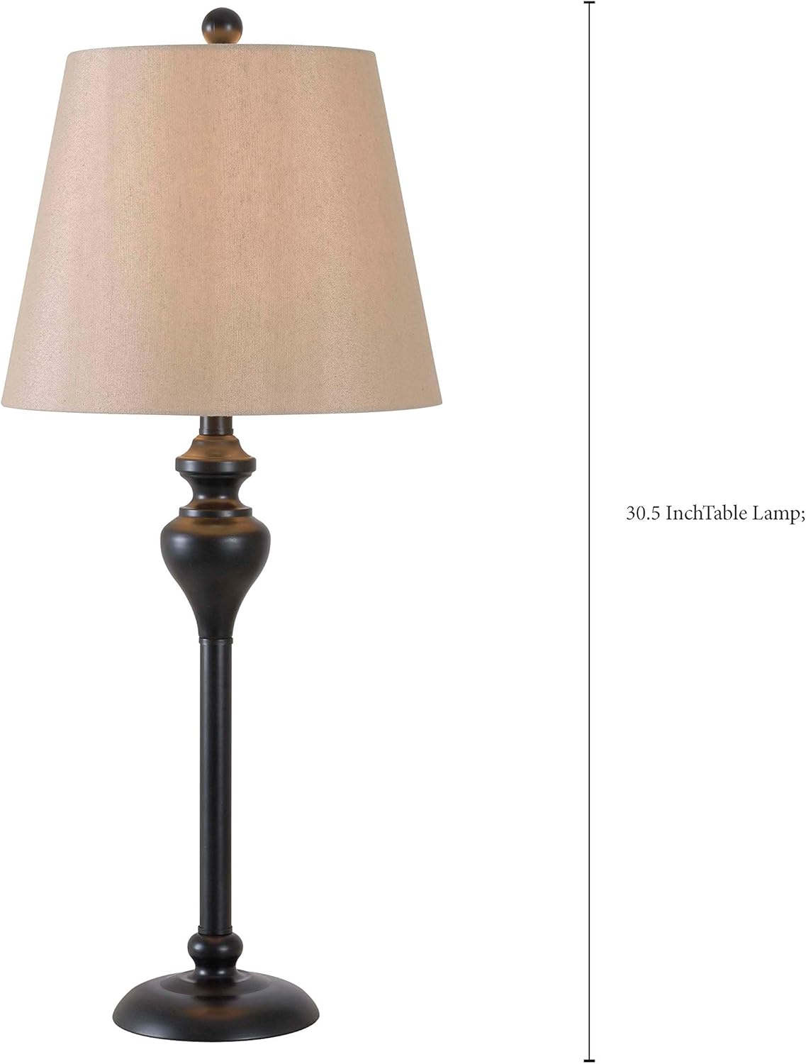 Kenroy Home KH87050 Charlotte 3-Pack - 2 Table Lamps, 1 Floor Lamp with Oil Rubbed Bronze Finish, Classic Style, 30.5" Height, 13" Width, 13" Depth