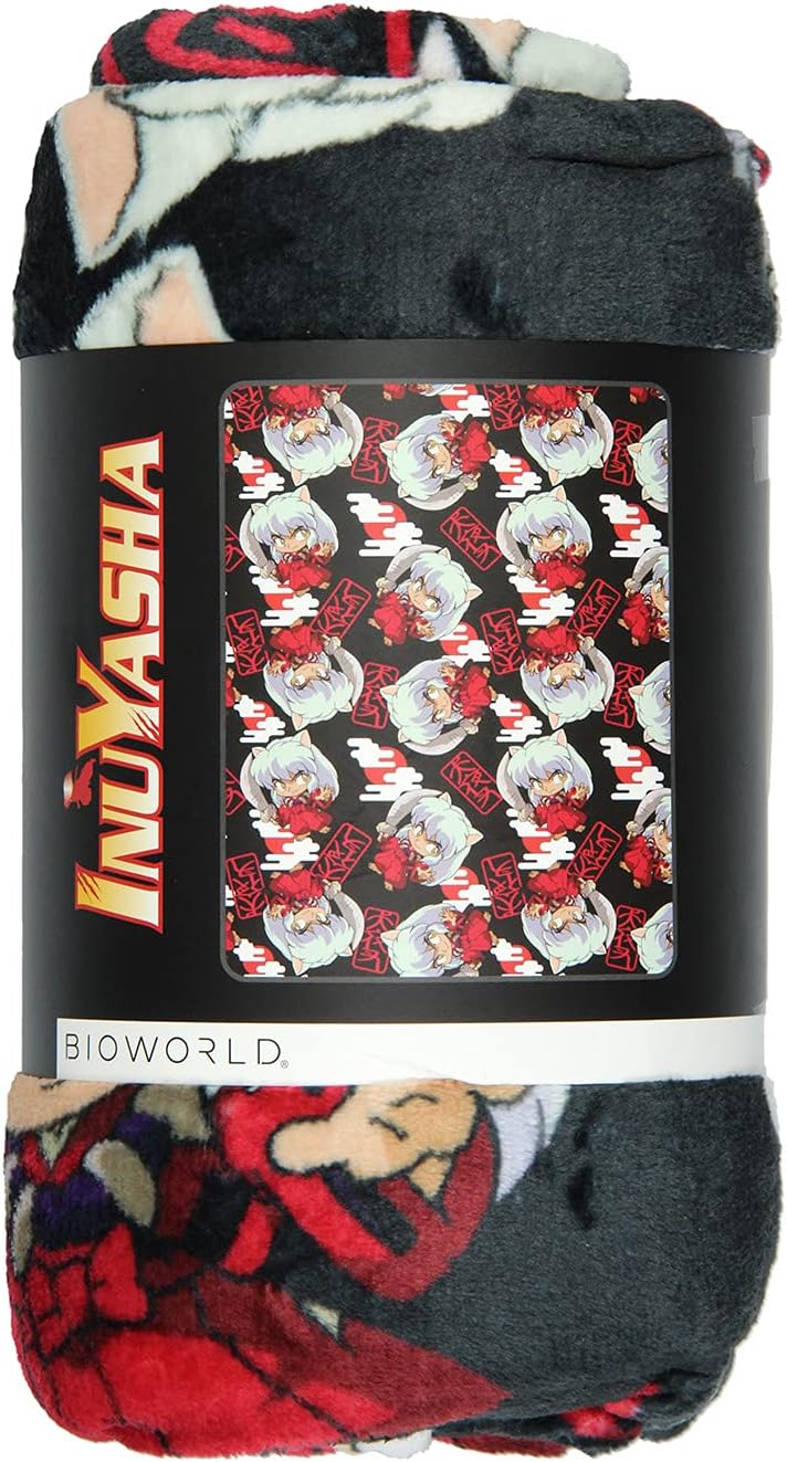 Inuyasha Anime Allover Chibi Character Soft Plush Fleece Throw Blanket 45" x 60"