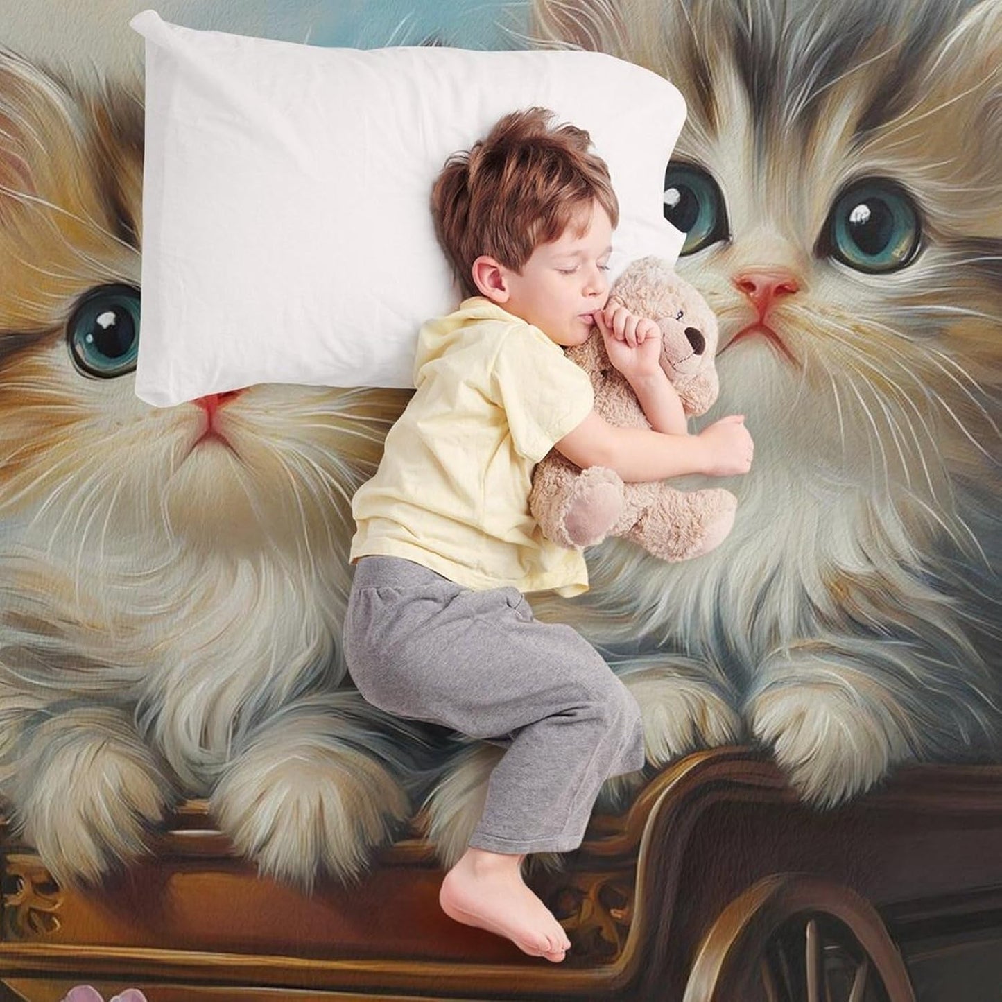 Cute Cat Throw Blanket for Couch Bed Plush Cozy Fuzzy Flannel Blanket for All Season 50"x60"