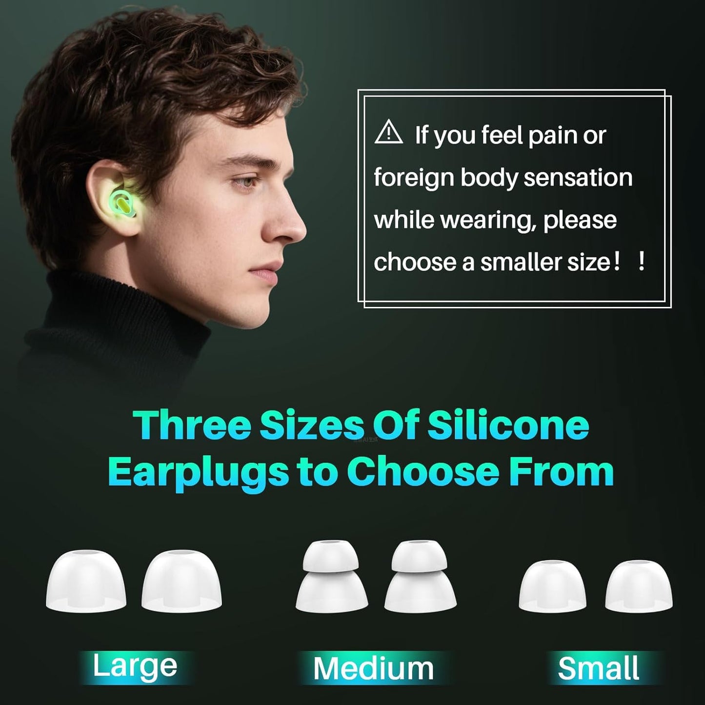 Hopihe Concert Ear Plugs, High Fidelity Afterglow Glow in Dark Noise Reduction Ear Plugs, Green Silicone Reusable Noise Cancelling EarPlugs for Concerts Work Sports Nightlife Hearing Protection - 29db