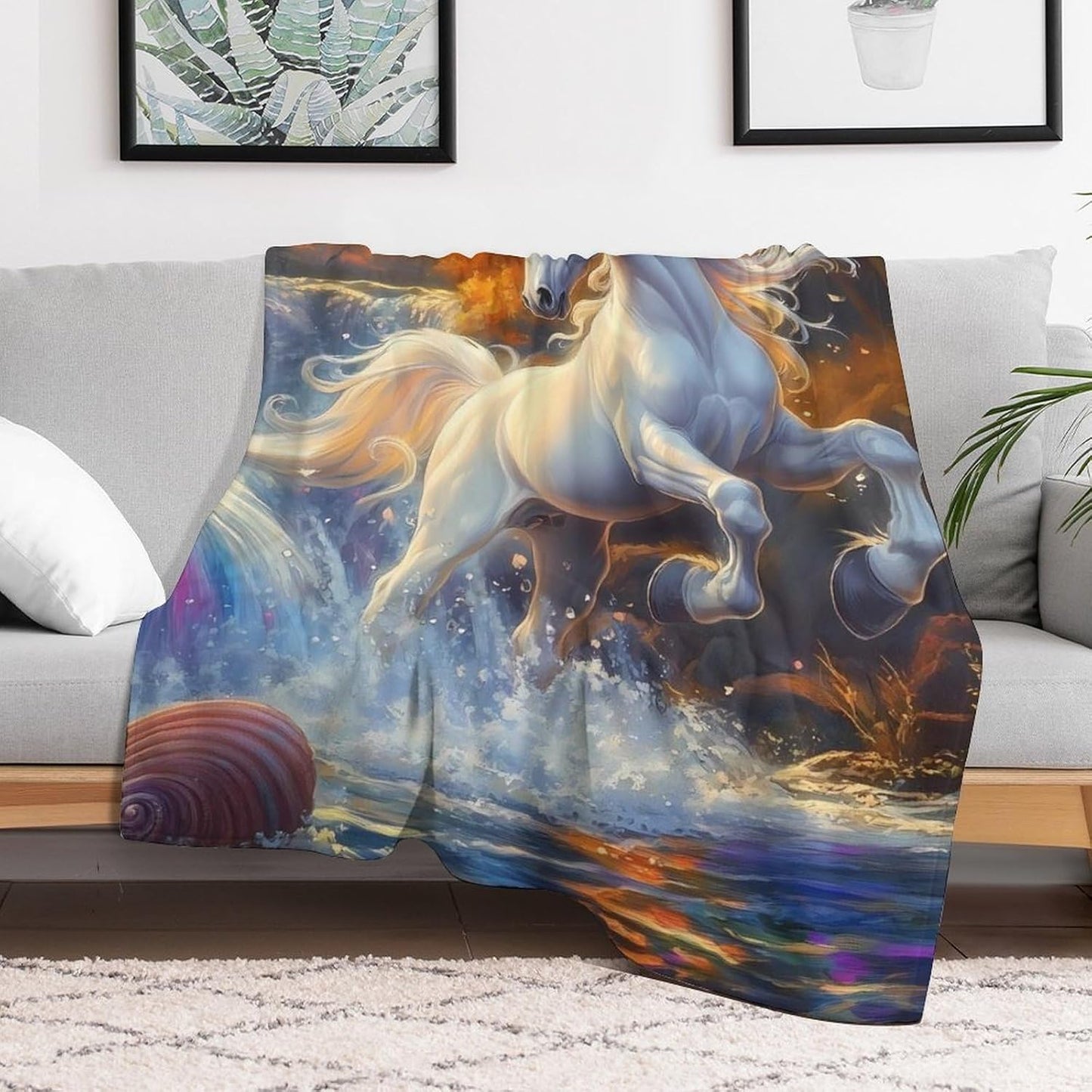 Un-icorn Throw Blanket for Couch Bed Plush Cozy Fuzzy Flannel Blanket for All Season 66"x90"