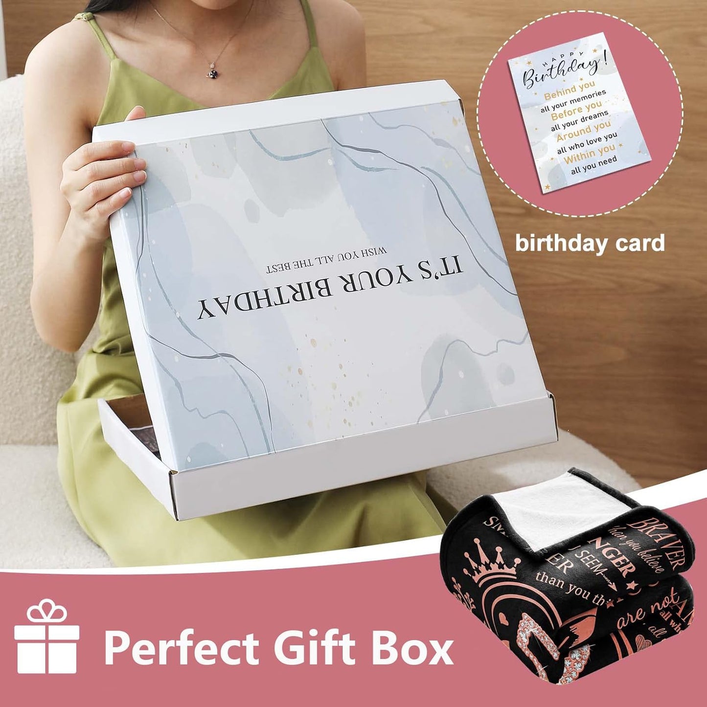 50th Birthday Blanket Gifts for Women with Gift Box, Gifts for Women Turning 50, Happy 50th Birthday Gift Ideas for Her, 50th Birthday Decorations Throw Blanket 60"x50"