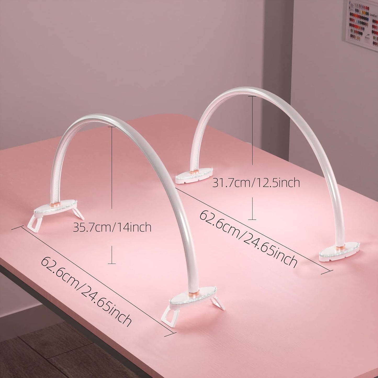 Large Half Moon Desk Lamp,24" Arch Light for Nail Techs, Brightness Adjustable,Suitable for Nail Beauty Crafts Sculpture Salon&HomeLighti