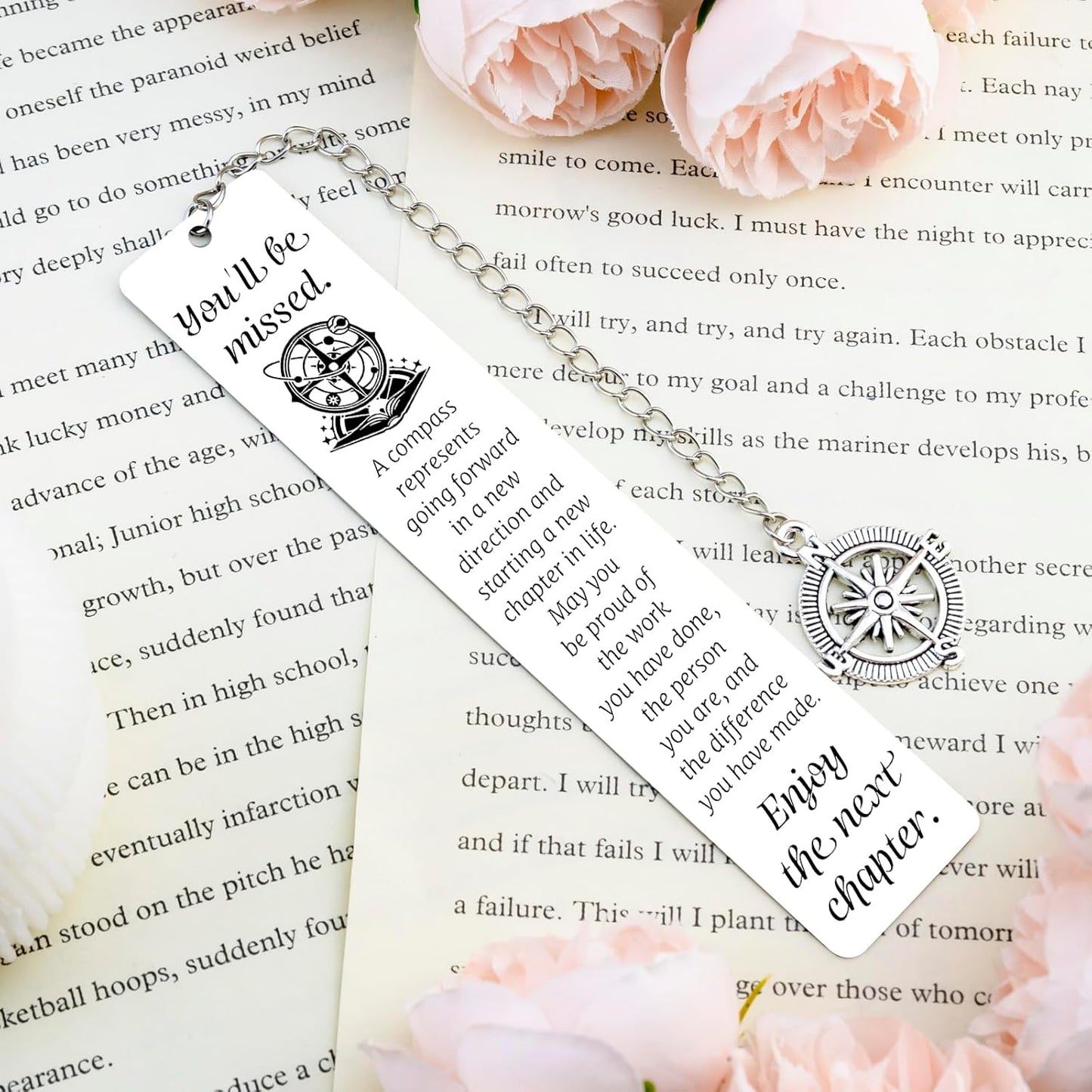 Metal Bookmark Retirement Gifts for Women Men Coworker Leaving Gifts for Women Going Away Goodbye Farewell Gift for Coworkers Friends Employee Compass Bookmarks
