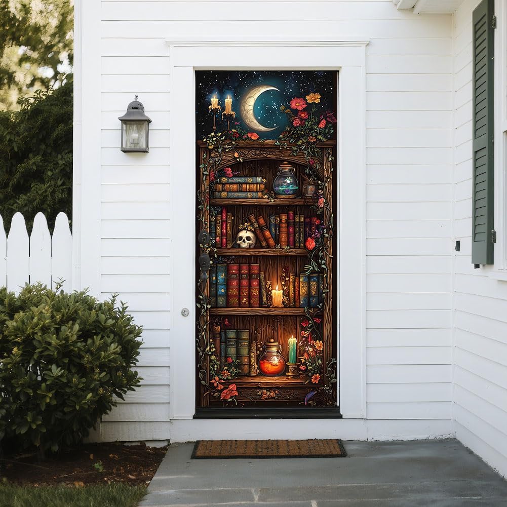 2 Pcs Magic Potion Cabinet Removable Refrigerator Wraps, Self-Adhesive Fridge Door Mural Vinyl Freezers Panel Cover Sticker for Kitchen Bar Decor, 16.34x78.74 Inch