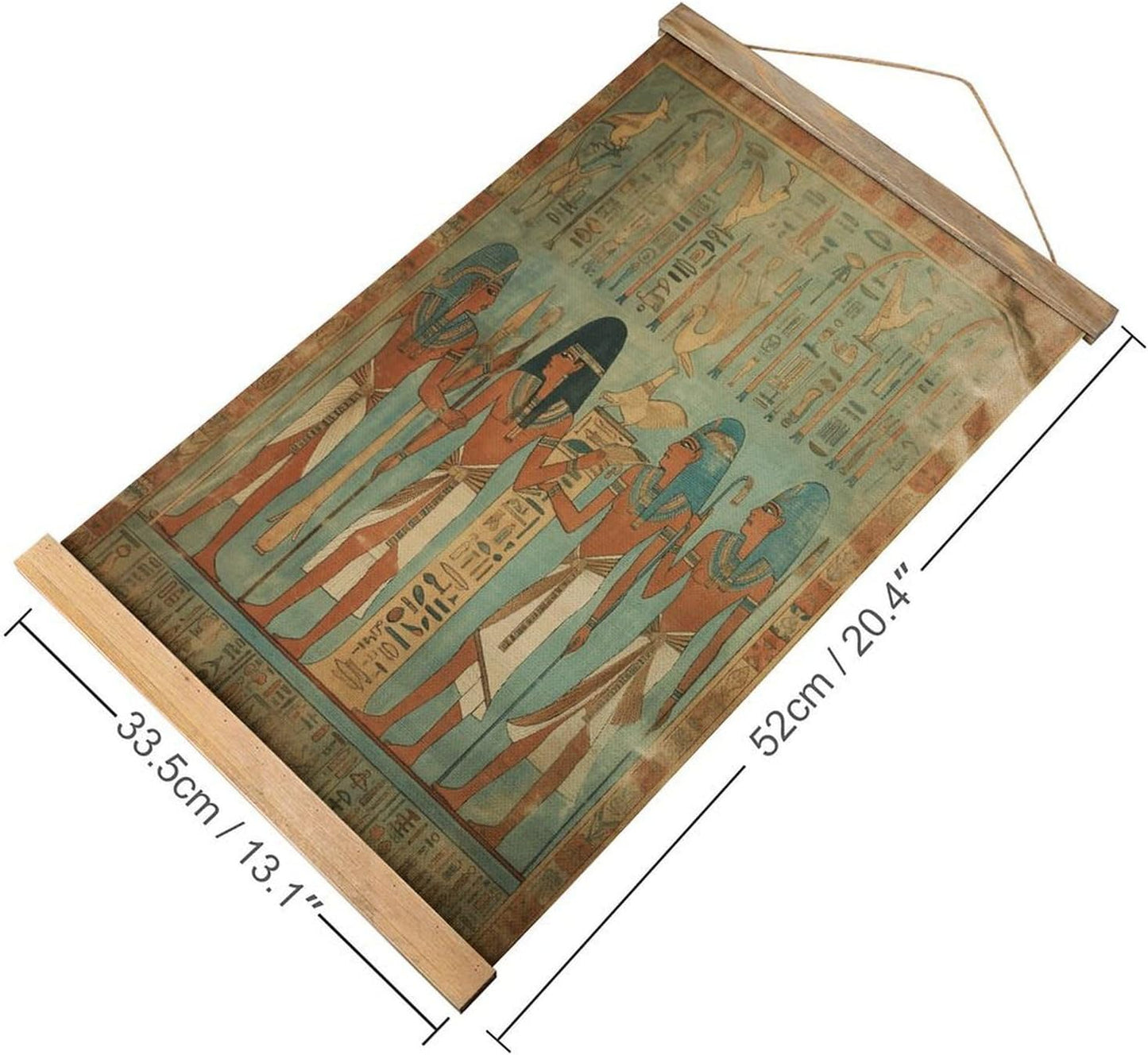 Vintage Women in Ancient Egypt Poster with Wooden Frame Personalized Linen Hanging Scroll Painting Rustic Wall Hanging Illustrative Modern Artwork Decor for Home Living Room Bedroom Office