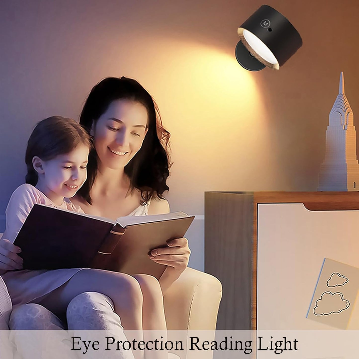 LED Reading Lights, Rechargeable USB Wall Mounted Sconces 3 Color Temperatures, 360° Rotate Magnetic Ball LED Wall Mounted Cordless Lamp for Reading Bedroom Bedside