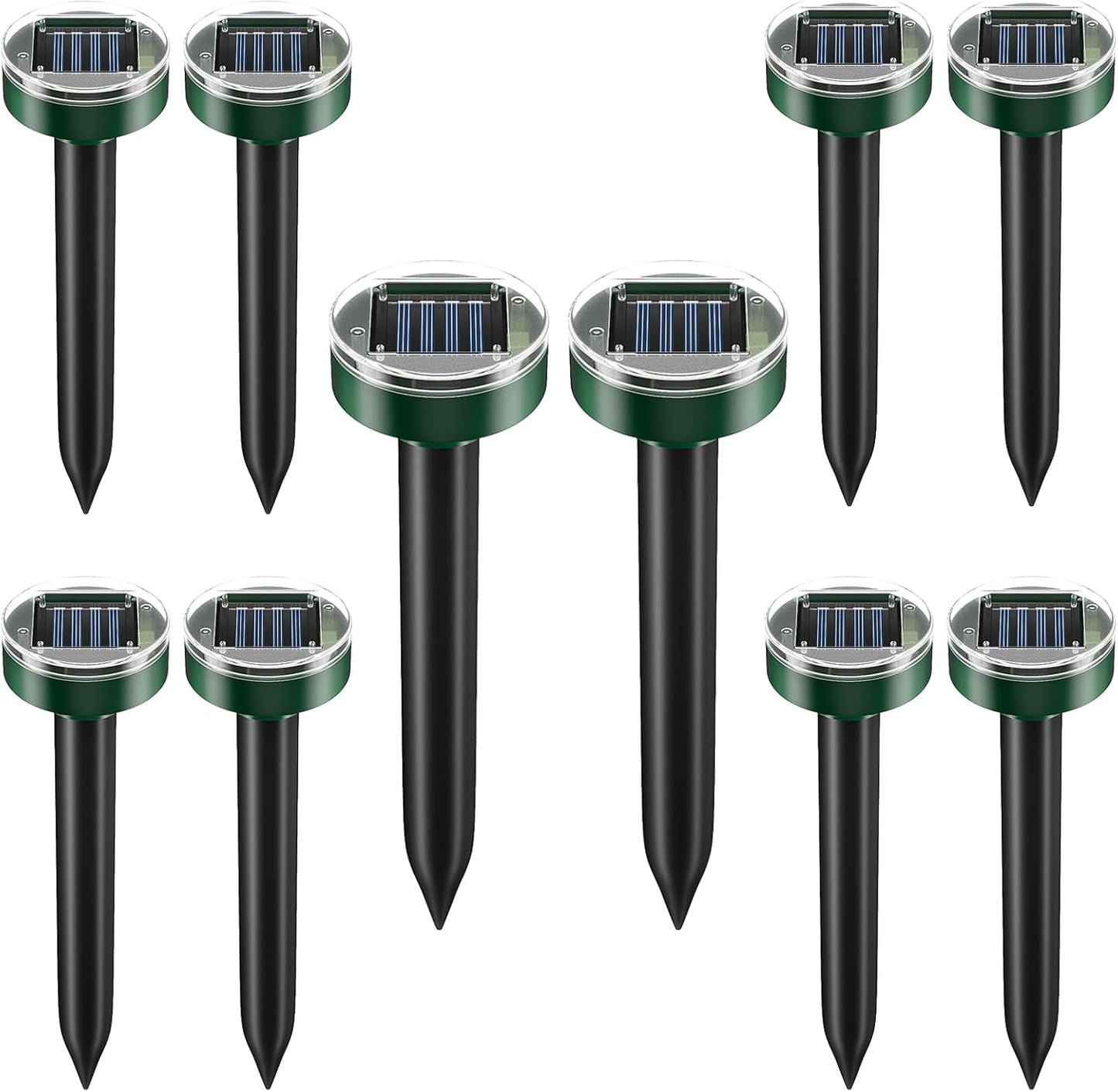 Ultrasonic Solar Mole Repellent - Gopher, Vole & Rodent Repellent for Yard & Garden - Sonic Burrowing Pest Control, Snake & Groundhog Repellent, Pet Friendly, Outdoor Waterproof – 10 Pack, Round