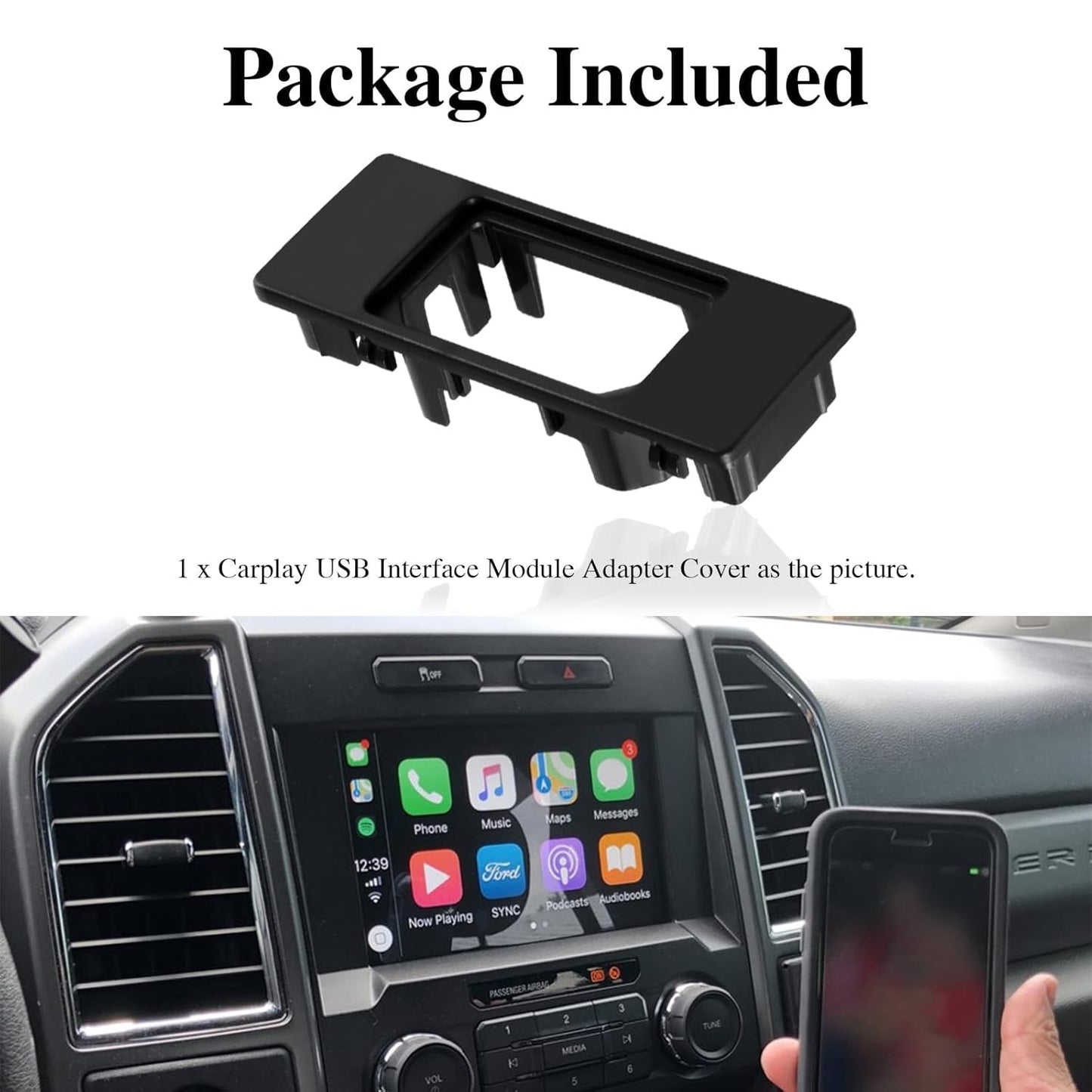 Sync 3 Medium Box Hub Carplay USB Interface Module Adapter Cover Compatible with Ford Explorer F150 Edge Flex Fusion, Lincoln MKX MKT MKS MKZ MKC Replace#:HC3Z-19A387-B HU5Z-19A387-A
