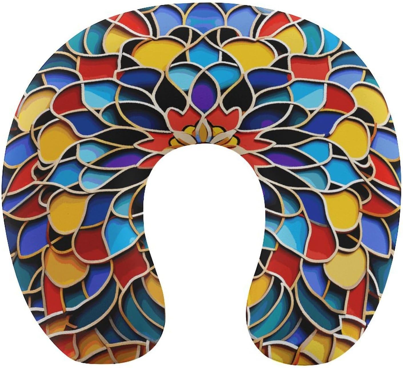 Moroccan Color Neck Pillow Memory Foam U Shaped Pillows Portable Pillows for Shoulder Travel Head Support Pillow with Concealed Zipper for Airplane Car Home Office