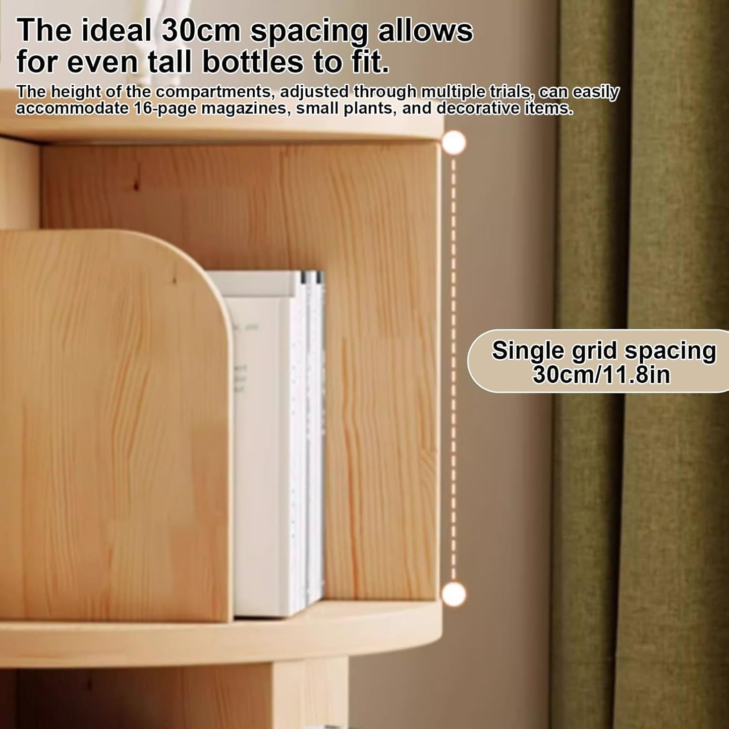 Solid Wood Bookcase 360 °,Solid Wood Rotating Bookshelf 360 Degree Bookcase Children's Home Living Room Movable Simple Floor Rack Picture Book Rack(Walnut,128 * 50cm/50.4 * 19.7in)