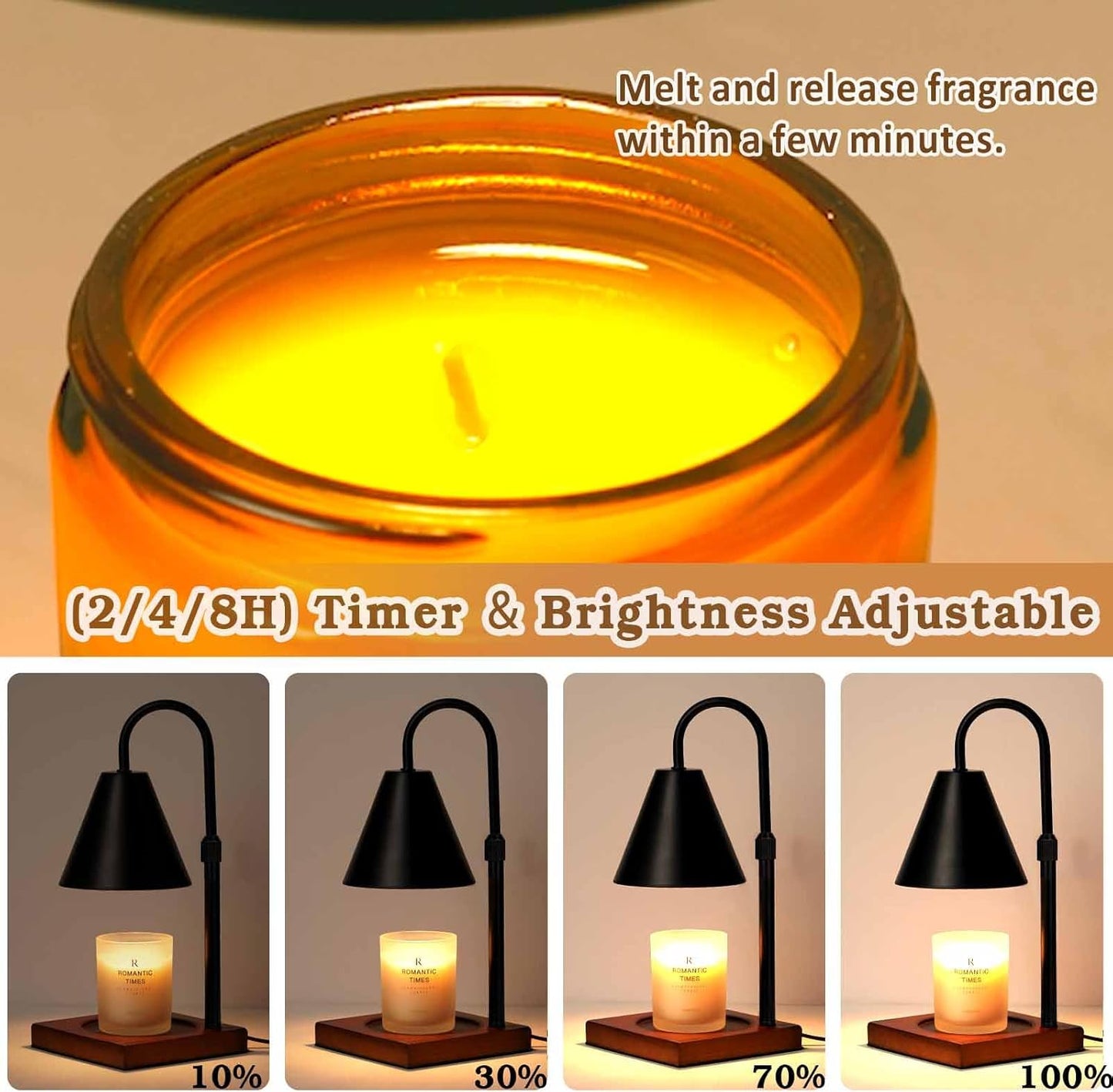 Modern Candle Warmer Lamp with Timer, Dimmable Candle Lamp Warmer, Men for Women Birthday Gifts, Black Candle Warmer, Adjustable Candle Light Warmer, Cozy Living Room Bedroom Home Decor
