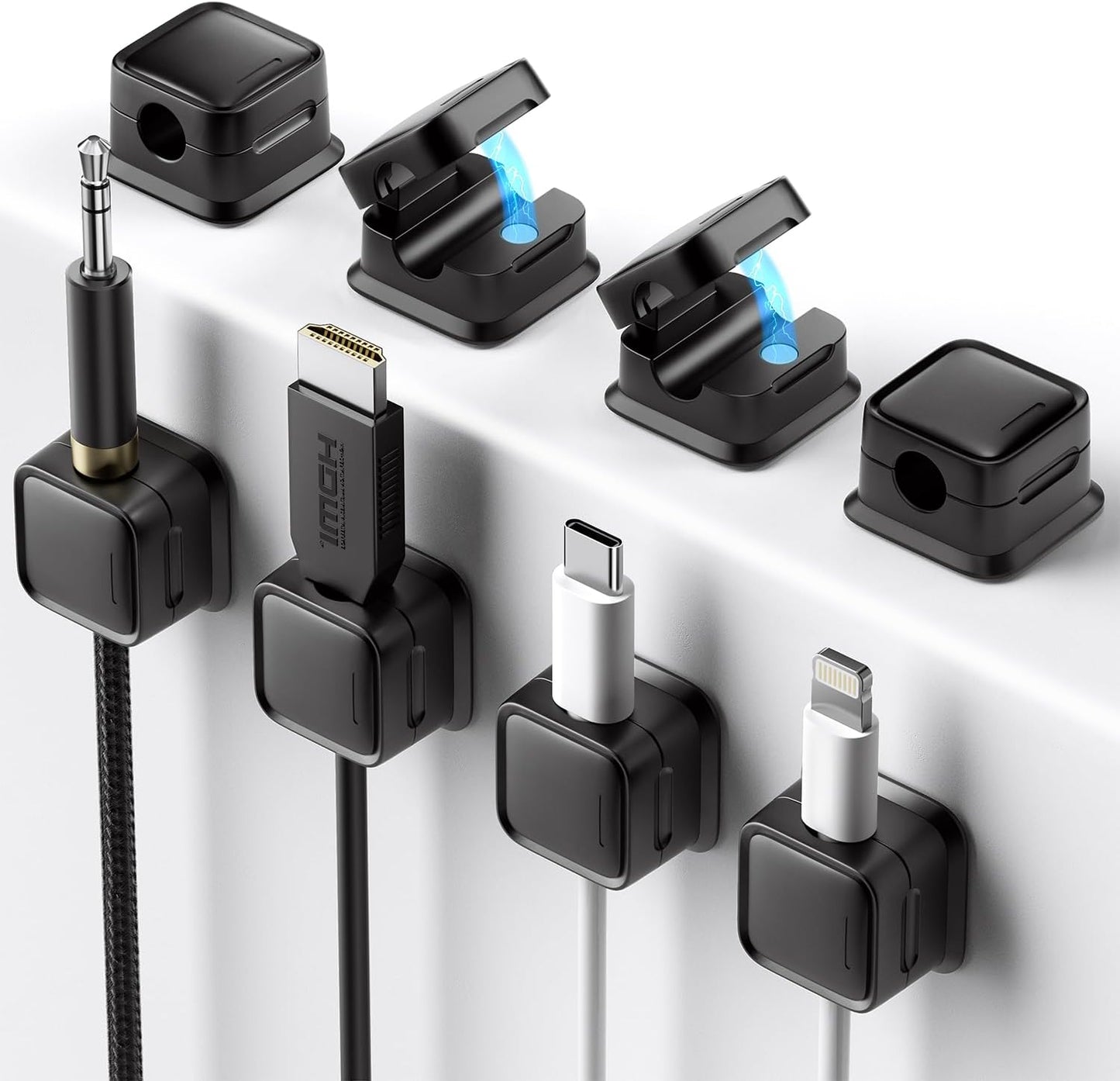 8 Pack Cord Organizer Holder,Costop Strong Adhesive Desk Cable Management Magnetic Easy Open,Organize Phone Charging Cords Wire Holder Organizer Neatly for Home,Office,Car,Desk,Nightstand