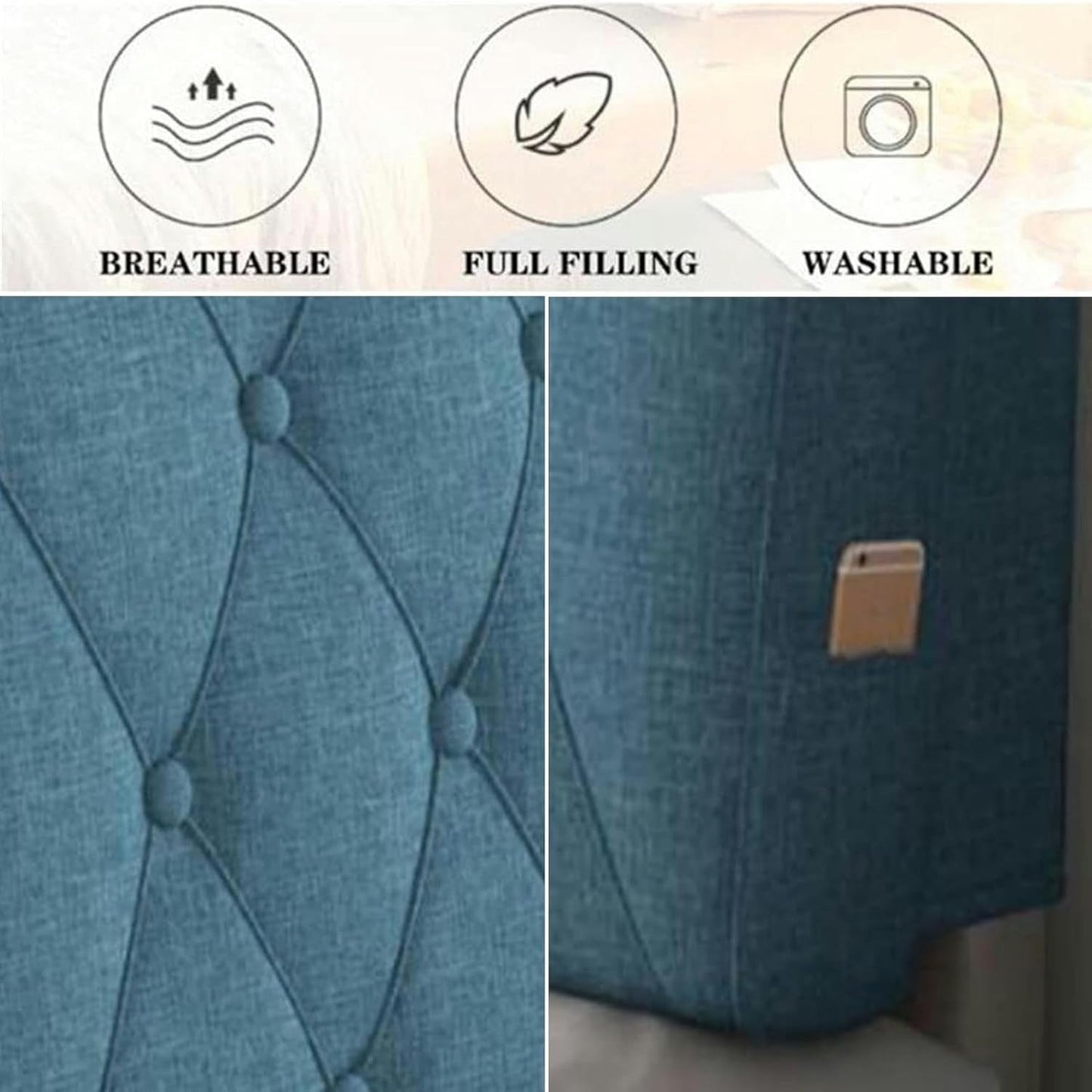 AMNOOL Bedside Cushion Bed Backrest Linen Headboard Cushion Support Reading Pillow Bolster for Twin Full Queen King Daybed Bed Bunk Bed Removable Washable-1-, Gray