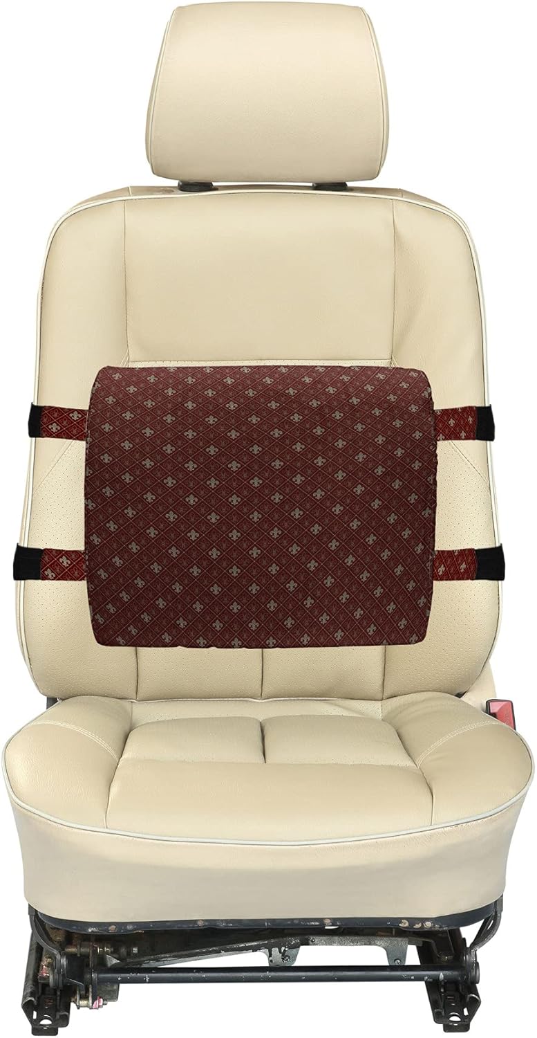 Lunarable Fleur De Lis Lumbar Back Support Pillow, Fleur-de-Lis in Diamond Shape Lines Classical Cultural Victorian Style, High Density Foam for Office Chairs Car Seats, 14" x 13", Maroon Pale Green