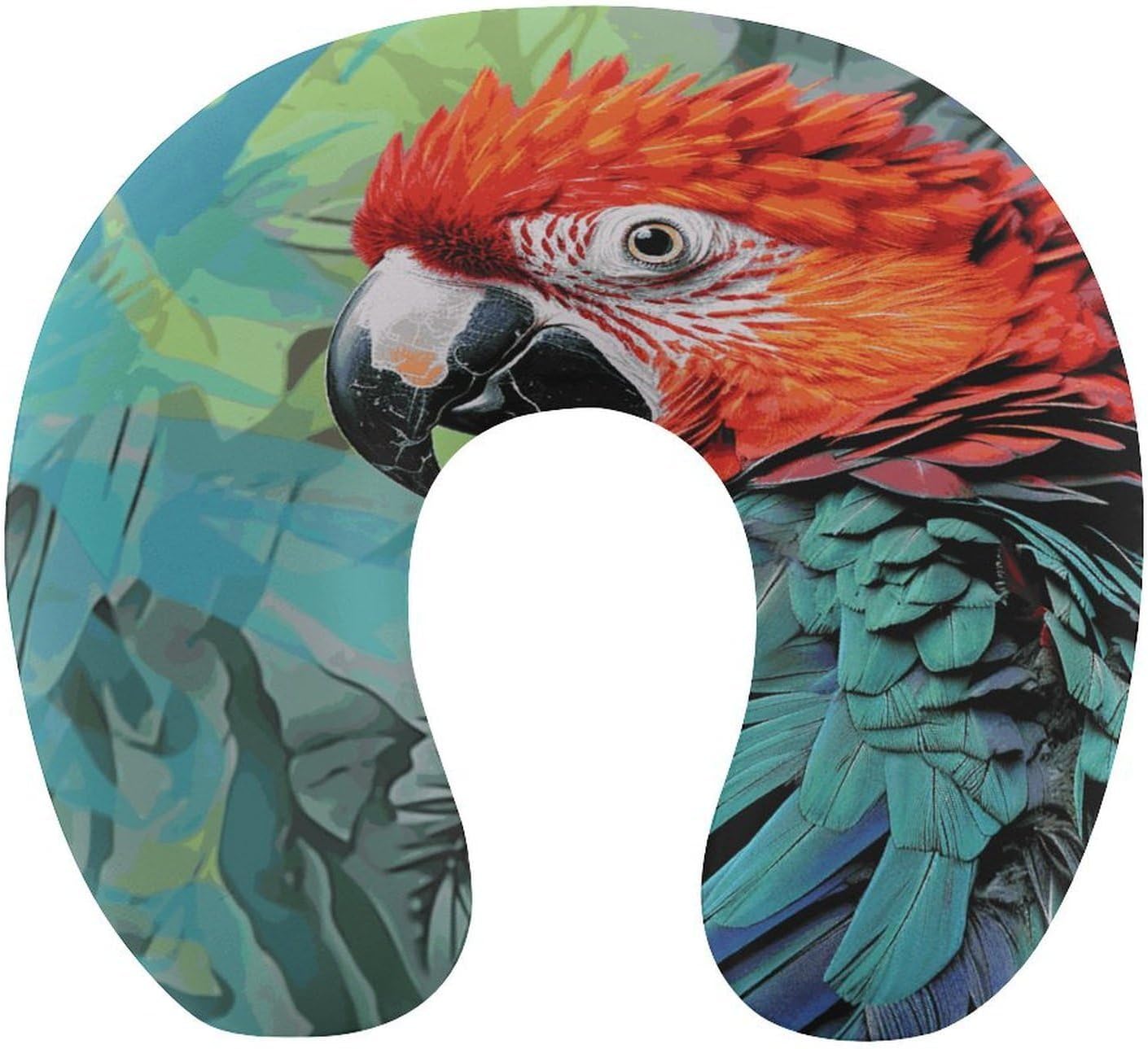 Colorful Parrot Neck Pillow Memory Foam U Shaped Pillows Portable Pillows for Shoulder Travel Head Support Pillow with Concealed Zipper for Airplane Car Home Office