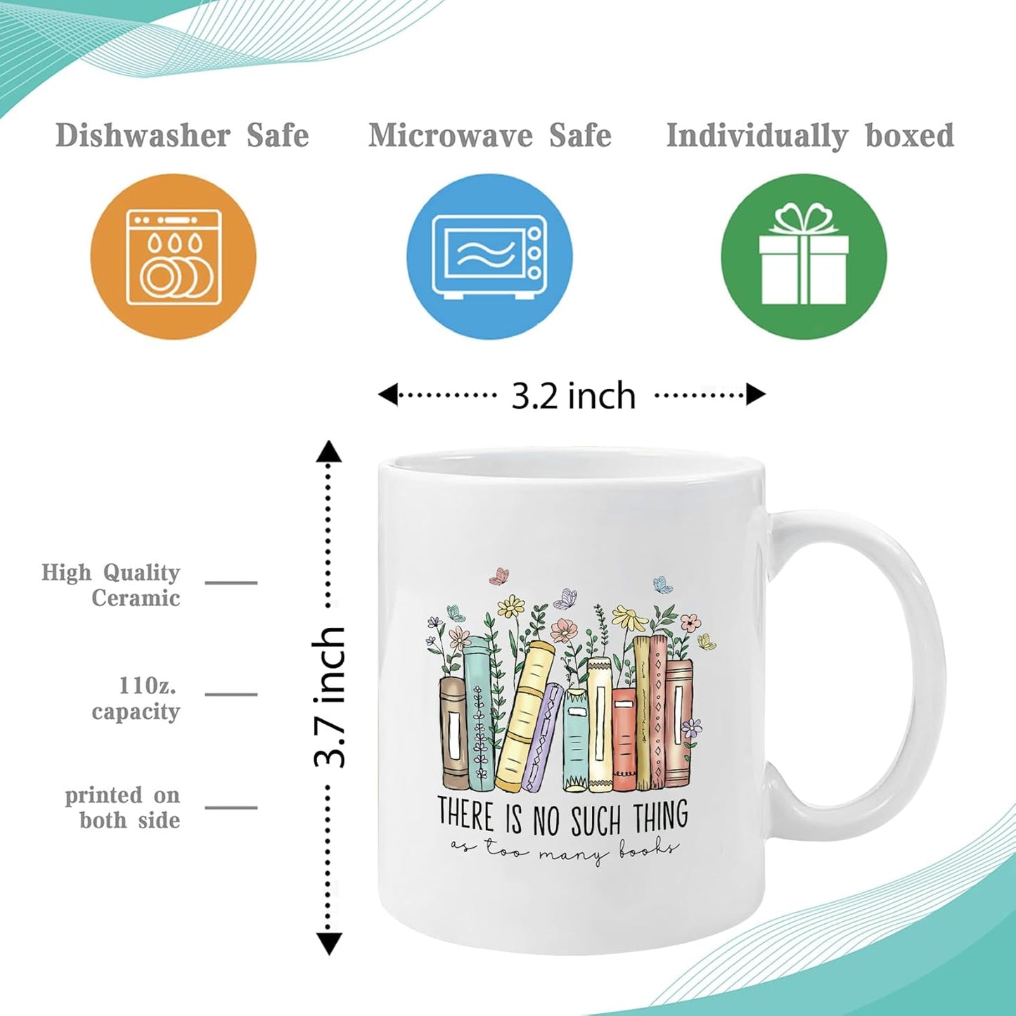Book Lover Gift - there is no such thing mug - Unique gift for Bookish Readers Woman Men, Mom, Teacher, Best Friend - Birthday, Christmas Graduation Gifts Idea - 11oz White Ceramic Coffee Cup -68