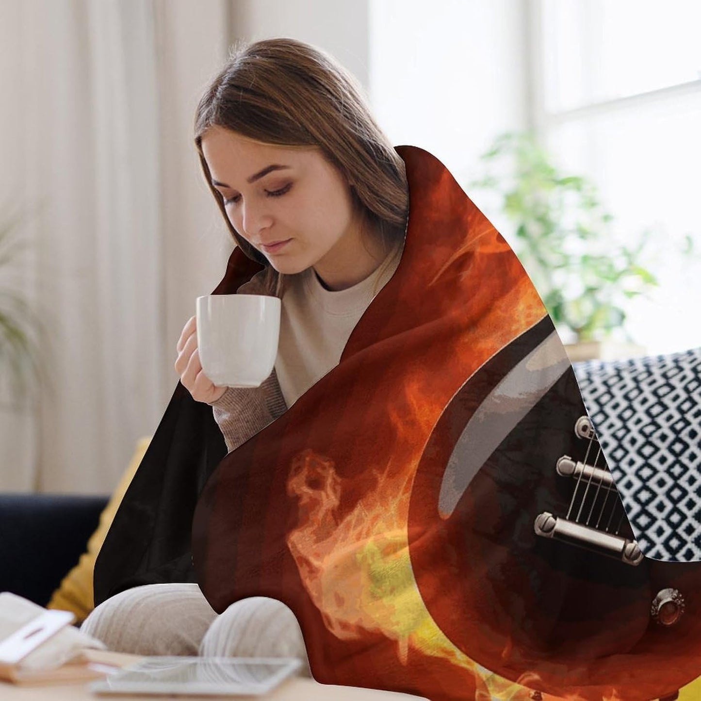 Rock Guitar Blanket Super Soft Lightweight Throw Blanket Cute Cozy Warm Bed Blanket Decorative Fuzzy Blanket All-Season Home Decor Gift for Sofa Couch Living Room 50"*60"（130 * 150cm）