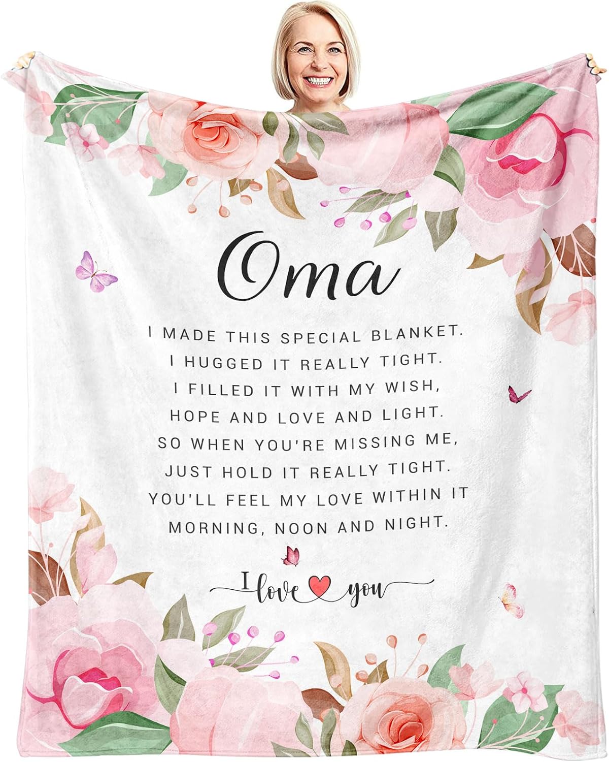 Oma Gifts for Grandma, Oma Gifts from Granddaughter Grandson, Birthday Gift for Oma from Grandchildren, Present for Oma from Grandkids Throw Blanket 60 x 50 Inch