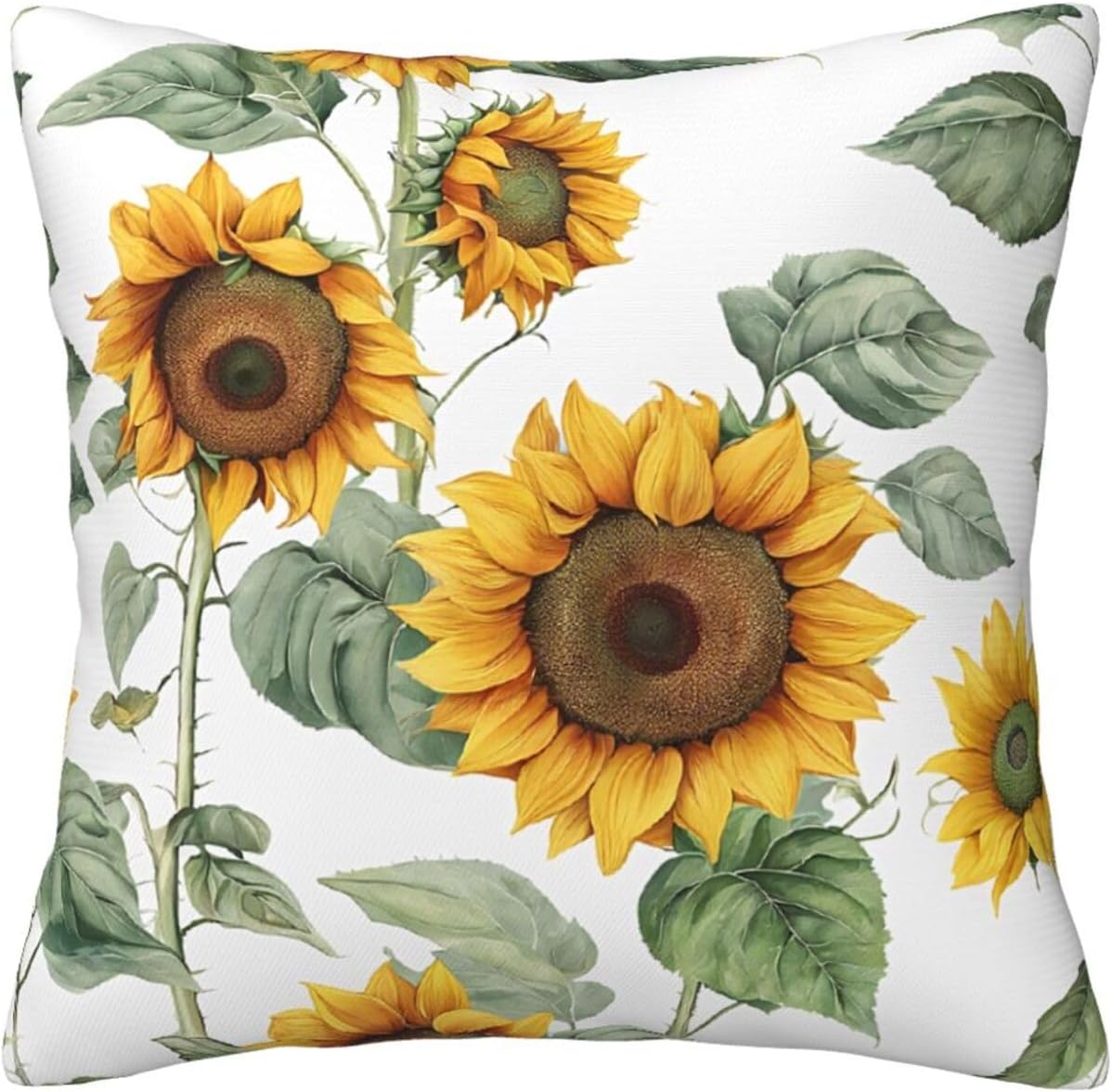 All-Season Square Pillow Covers 18"X18", Sunflower, Decorative Throw Pillow Covers for Sofa Bed Couch, Hidden Zipper Cushion Cover, Square Lumbar & Accent Pillowcases for Home Decor