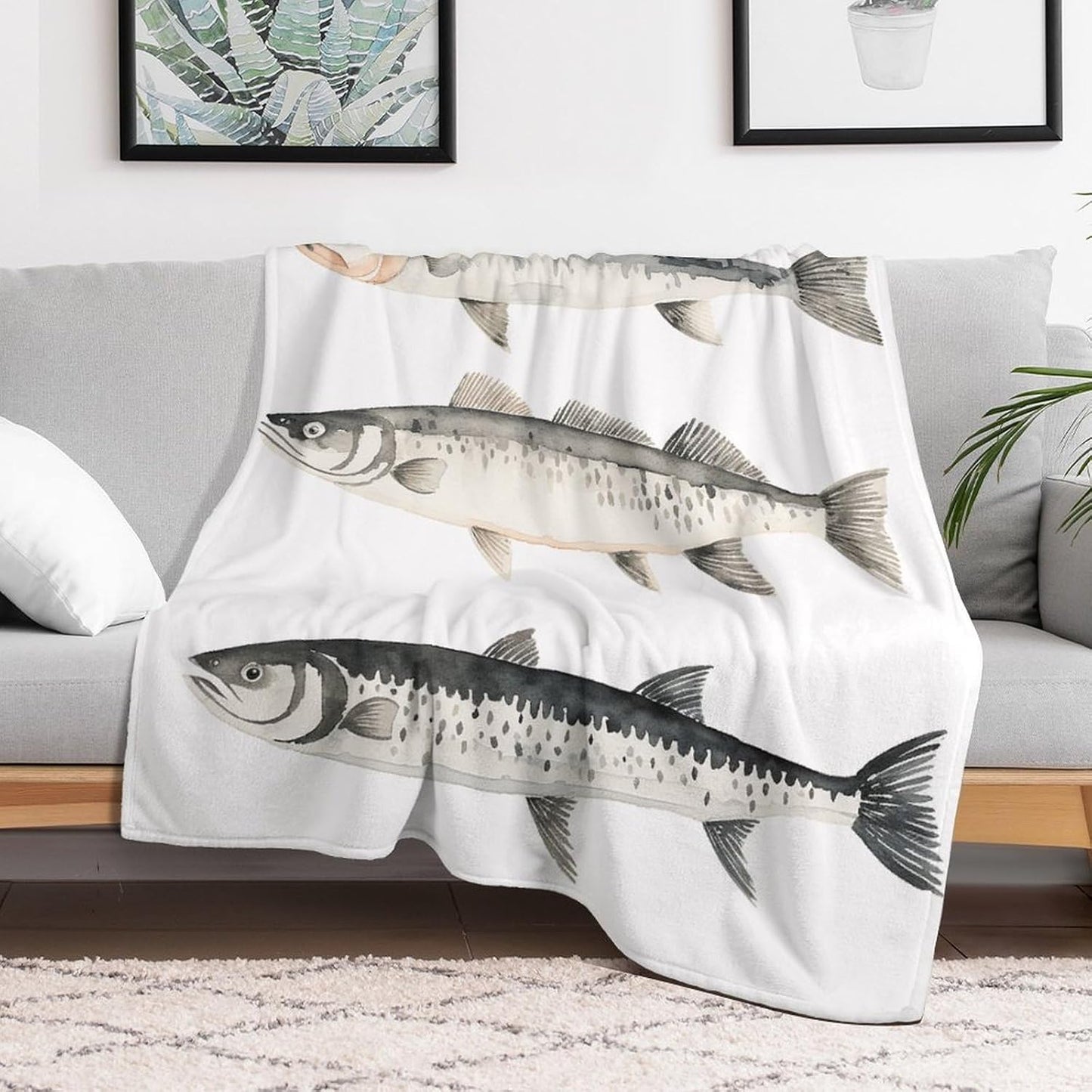 Different Types of Cod Throw Blanket for Couch Super Soft Warm Lightweight Throw Blankets Cozy Flannel Bed Blanket Cute Decorative Blankets for All Seasons Home Decor Gift 60"*80"（150 * 200cm）