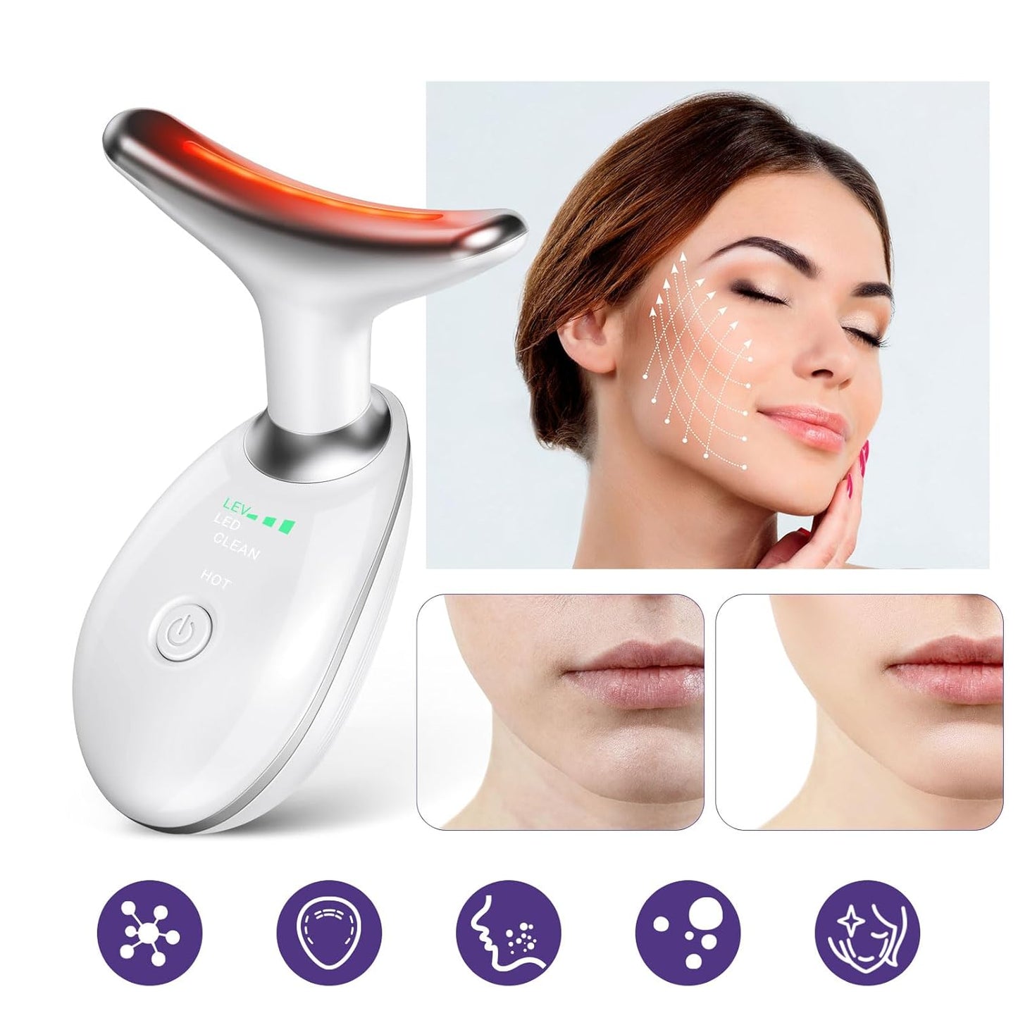 Neck Face Massager, Face Sculpting Tool, 3 Modes and Vibration for Facial Massager for Double - Chin Wrinkle,Daily Home Use