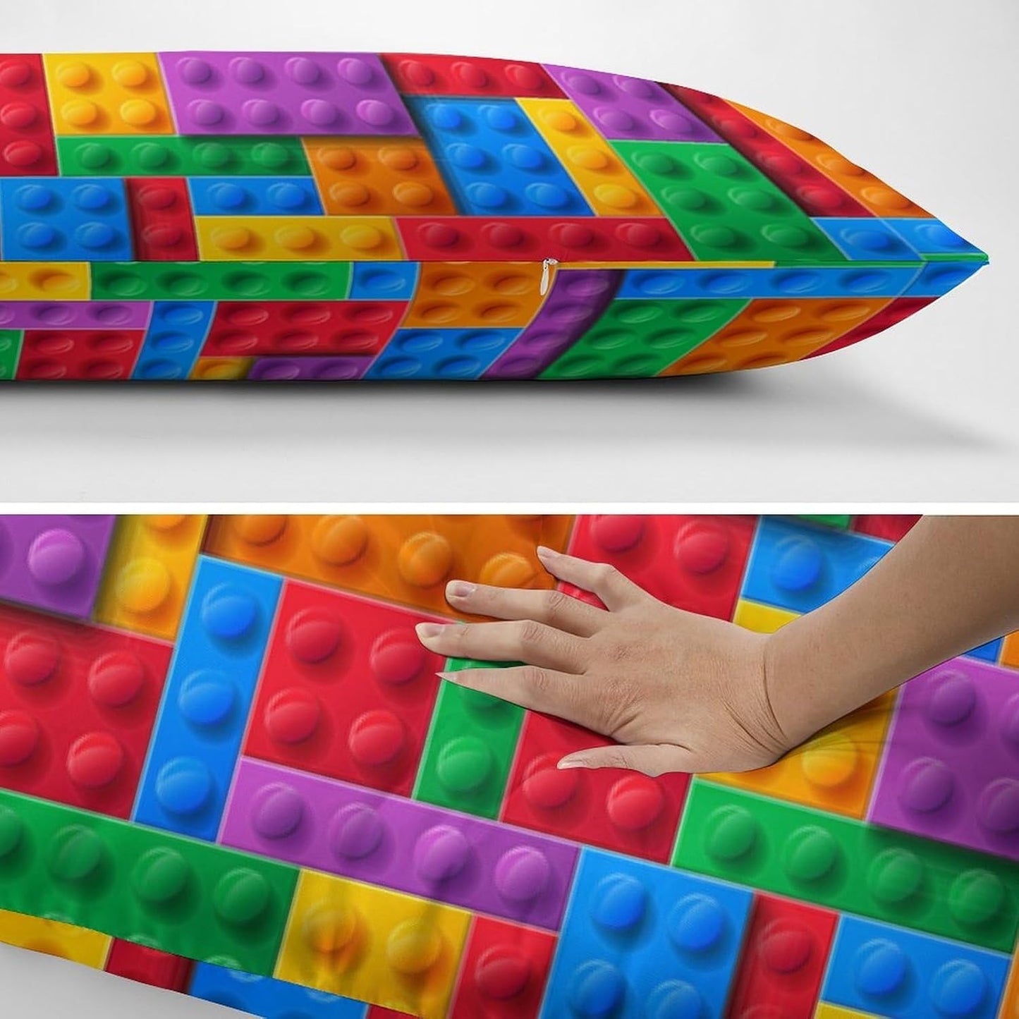 Building Blocks Body Pillow Cover Building Blocks Patterns Long Pillowcase with Zipper Colorful Bricks Printed Soft and Cozy Full Body Pillow Case Decorative for Room Bedroom Couch 20x54