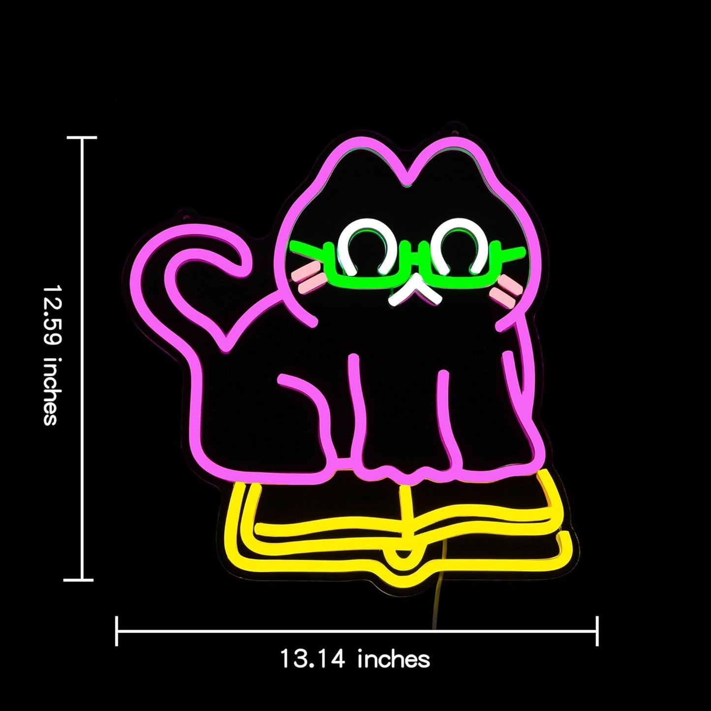 Cat Reading book Neon Sign Cat Neon Light for Wall Decor Book LED Neon Sign Classroom LED Neon Light Read Colorful Neon Signs for Bedroom Classroom Cafe Zoo Library Decoration