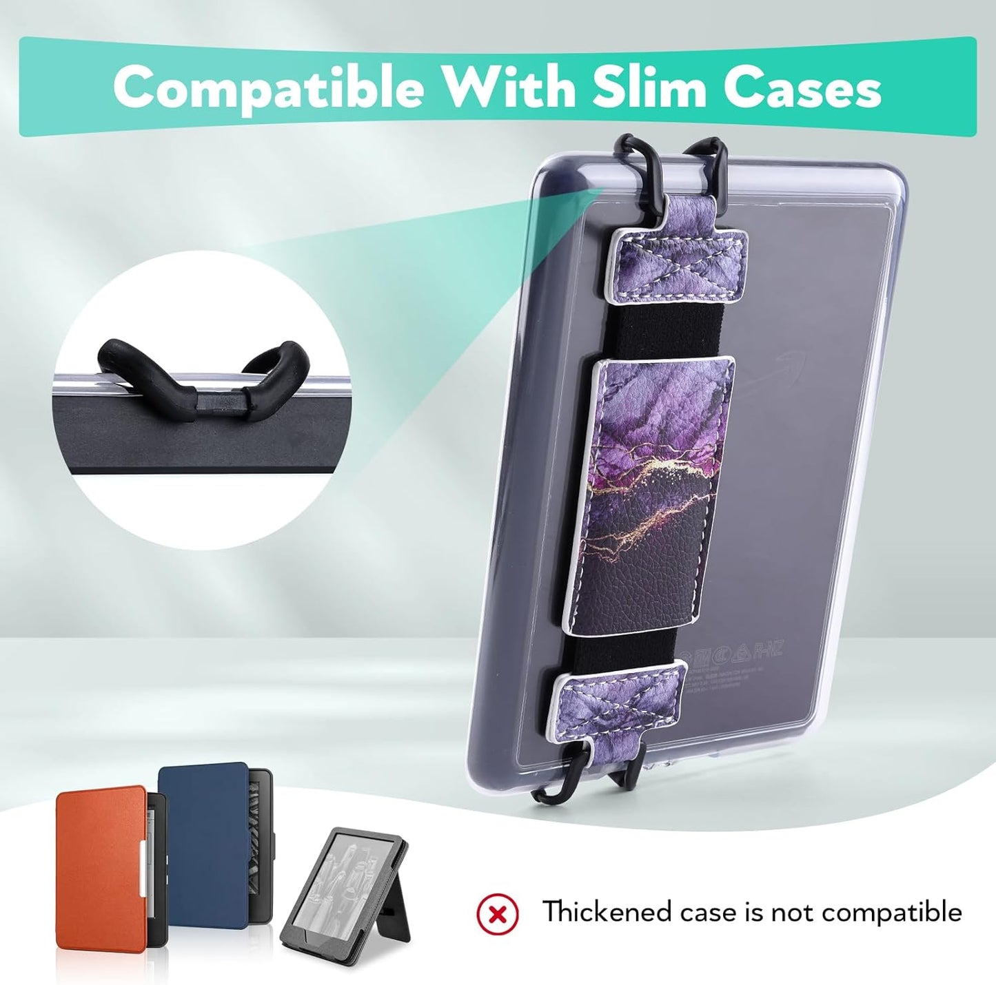 Secure Hand Strap for Kindle and Tablet - High Elasticity Finger Grip Holder Accessories for 6-8 Inches E-Book Tablet.