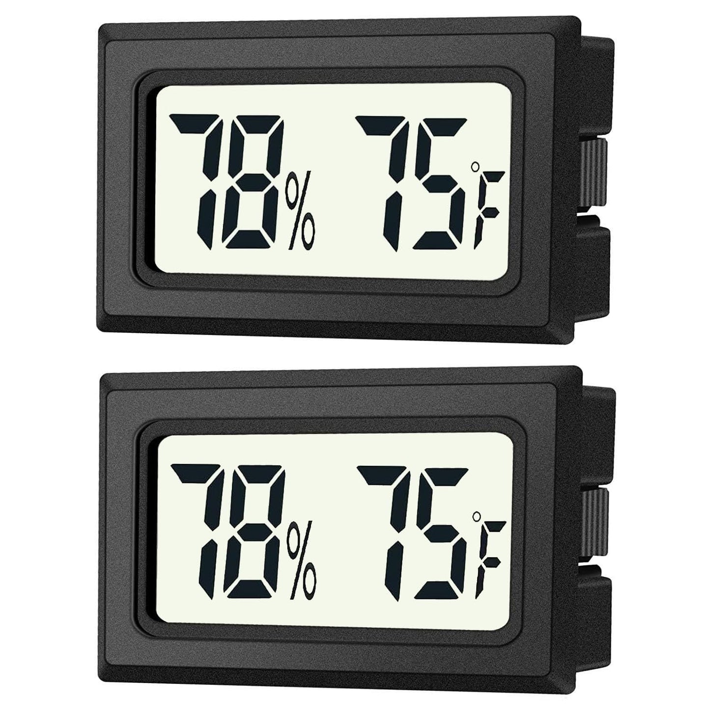 2 Pack Mini Digital Hygrometer Thermometer Gauge, Indoor Outdoor Temperature Humidity Meter for Humidifiers Greenhouse Reptile Plant Humidors, Large LCD Screen, Display in Fahrenheit (℉) (2)