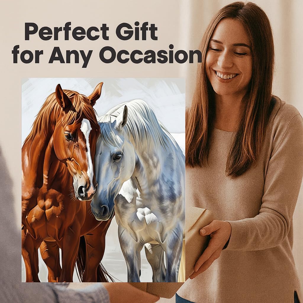 ZUKIY Grace and Strength in Motion - Horse Poster Wall Art for Bedroom Living Room Office Decor - Inspirational Equestrian Print with Rustic Charm - 8x10 Unframed