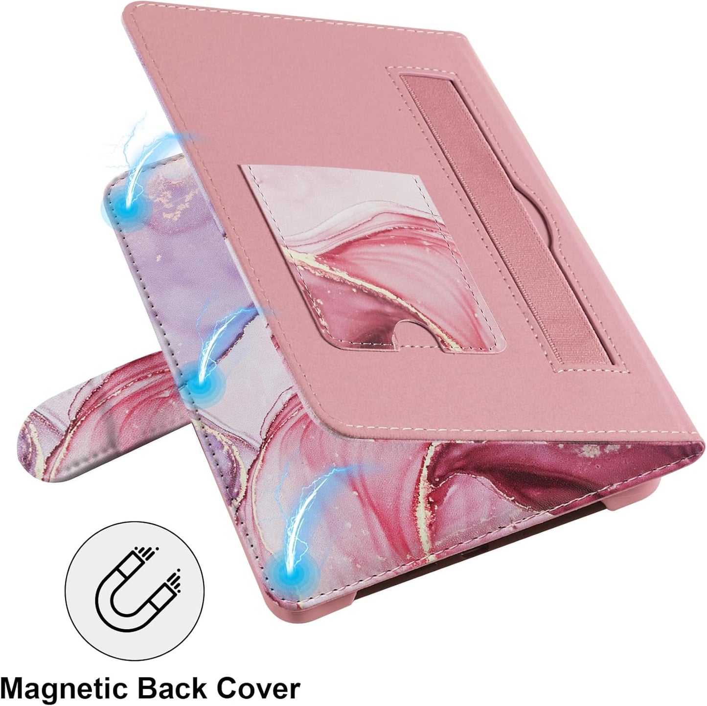 Universal Case for 6.8-7'' Kindle eReader Compatible with Paperwhite/Pocketbook and Tolino/Kobo Clara 2E/Kobo Clara HD,6.8" -7'' eReader Protective Cover with Built-in Card Slot,Dali Pink