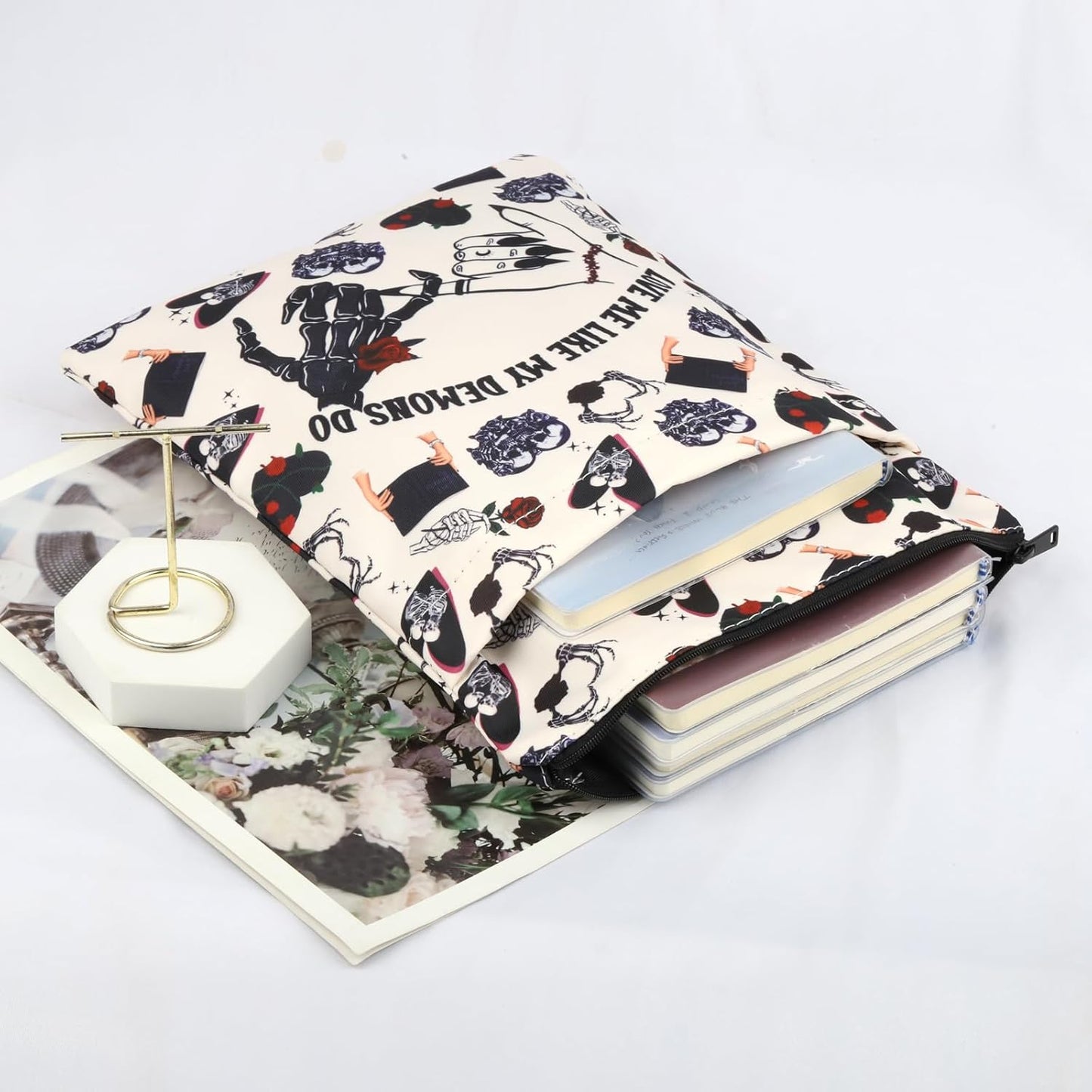 Enemies to Lovers Book Sleeve - Gothic Valentine & Wedding Gift - Skeleton Skull Hands - LoveMyDemonsBS