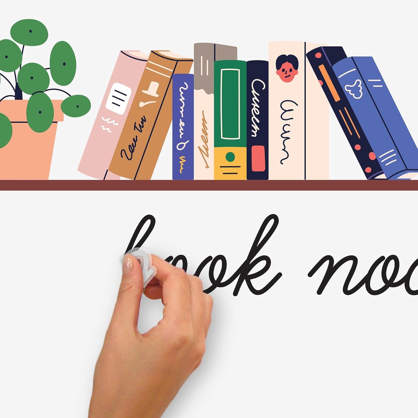 RoomMates Book Nook Shelf Multicolor Wall Decals, RMK5580GM