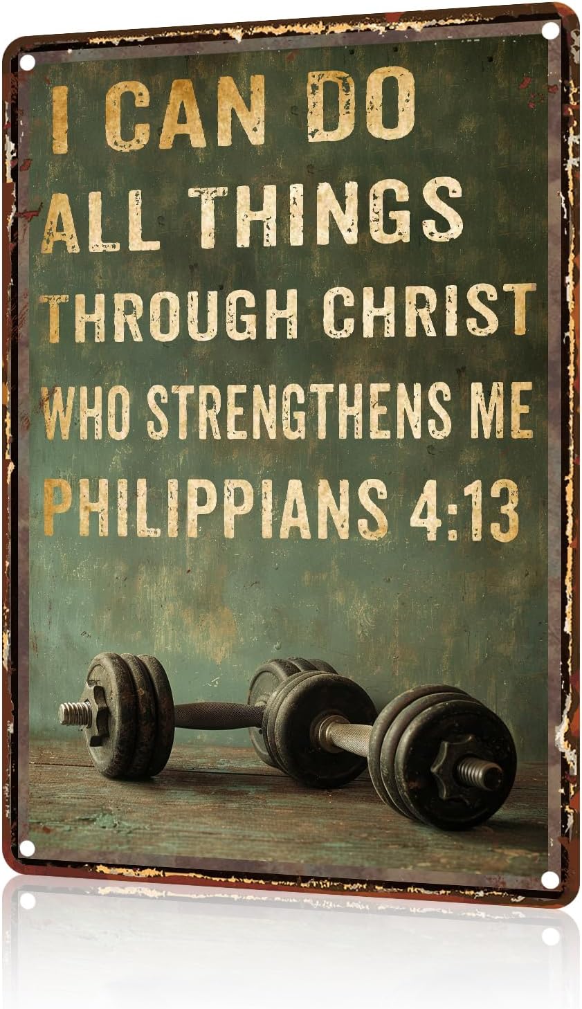 Gym Metal Tin Sign I Can Do All Things Through Christ Gym Motivational Retro Sign For Workout Home Motivational Fitness Workout Posters Wall Art 8x12inch