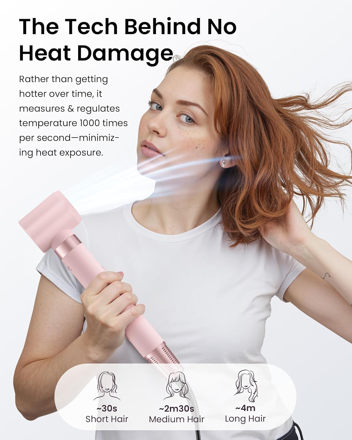 MESCOMB 5 in 1 Hot Air Styler Wrap, High-Speed Hair Dryer, Volumizing Brush with Auto Curlers, Fast Drying & Frizz-Free Styling, Straightening, No Heat Damage, Includes Travel Bag (Pink)