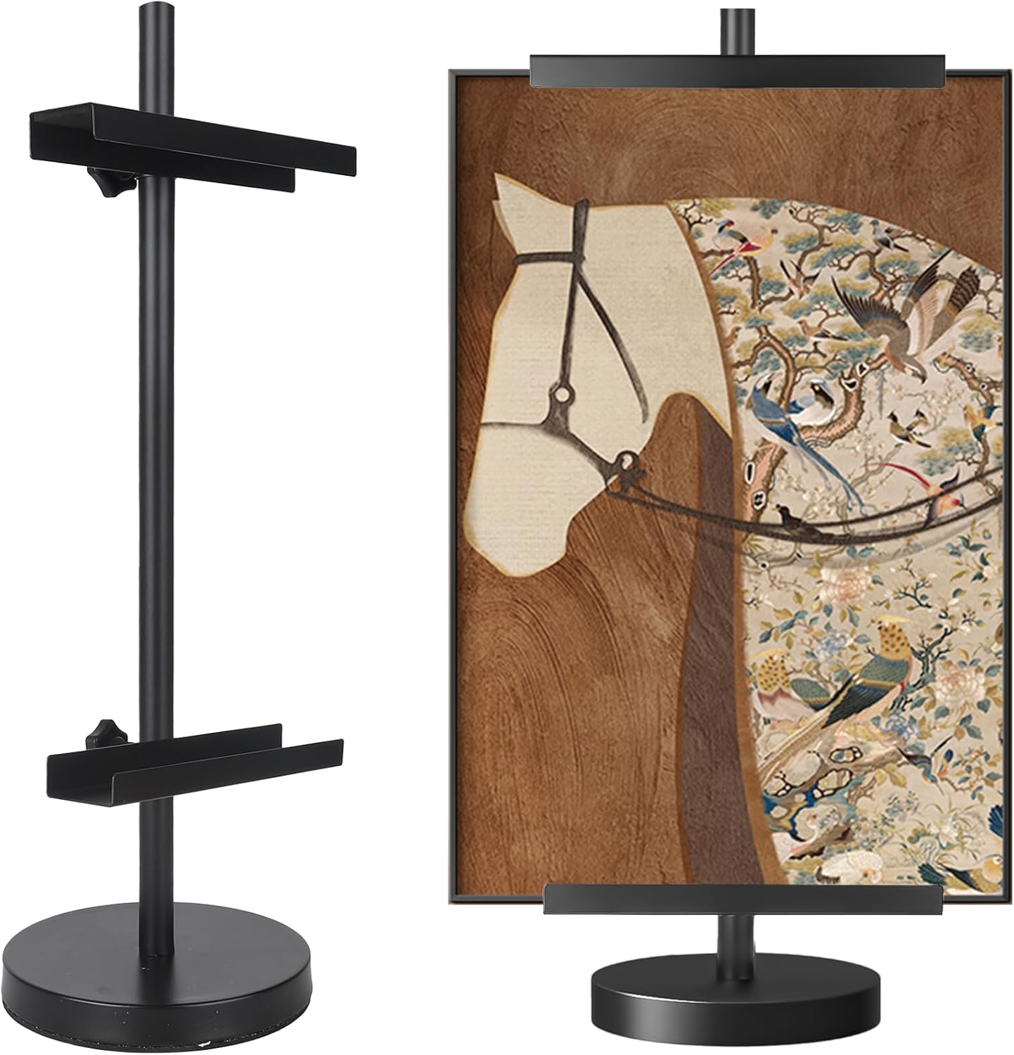 Photo Frame Tabletop Easel Stand-Heavy Duty Tabletop Display Easel, French Style Gold Easel Stand,Picture Frame Stand for Wedding/Art/Photos,Picture Easels (Black, 28inch)