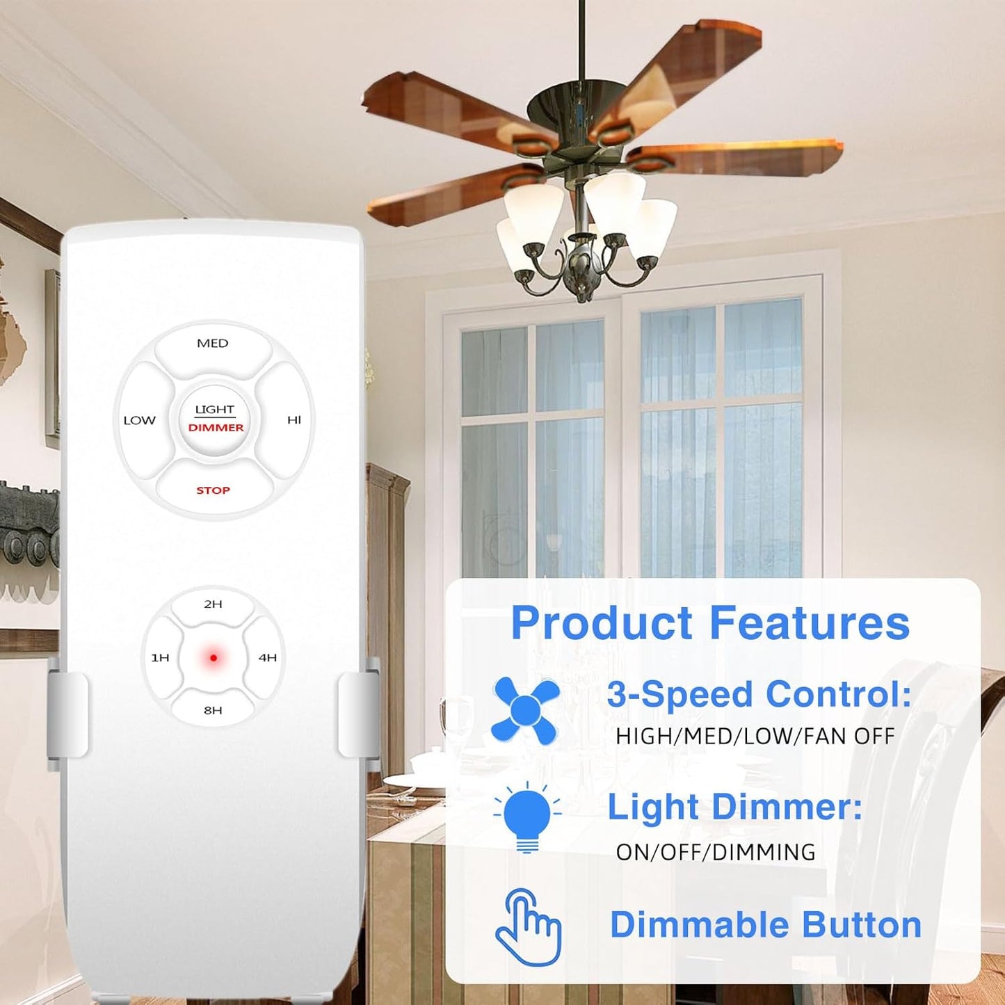 Smart WiFi Ceiling Fan Remote Control Kit with Light Dimming, Universal Compatible with All 1 Wire Controlling 3 Speeds Fans dimmable LED CFL Lights, Smart Life Tuya App or Alexa Google Voice Control