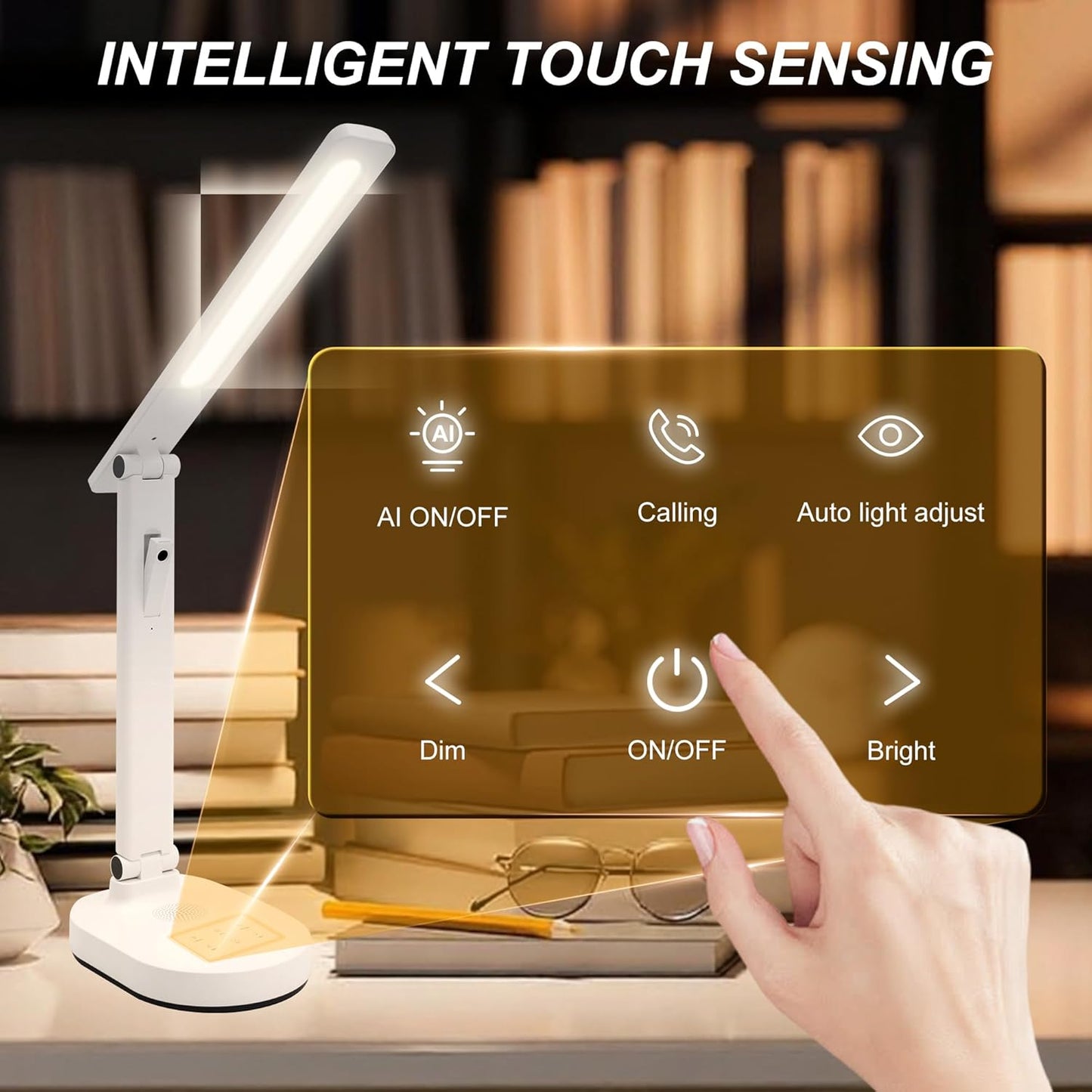 Smart Desk Lamp for Kids with 1080P Security Camera, 2-Way Audio, Desk Lamps for Home Office with Stable Base and 5 Lighting Modes, Table Lamp for Study with security camera for Work, Reading