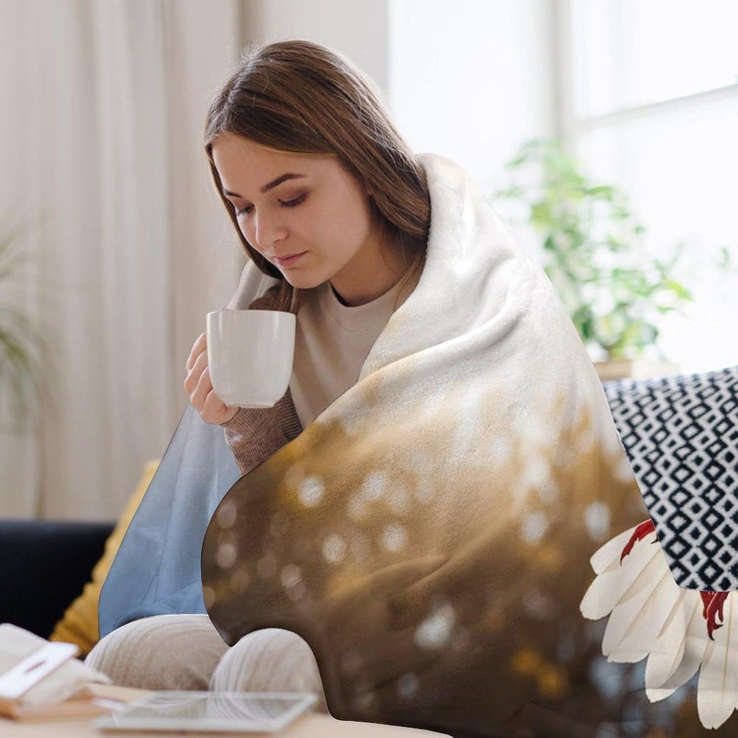 White Dove Flying in The Sun Blanket Super Soft Lightweight Throw Blanket Cute Cozy Warm Bed Blanket Decorative Fuzzy Blanket All-Season Home Decor Gift for Sofa Couch Living Room 30"*40"（76 * 100cm）