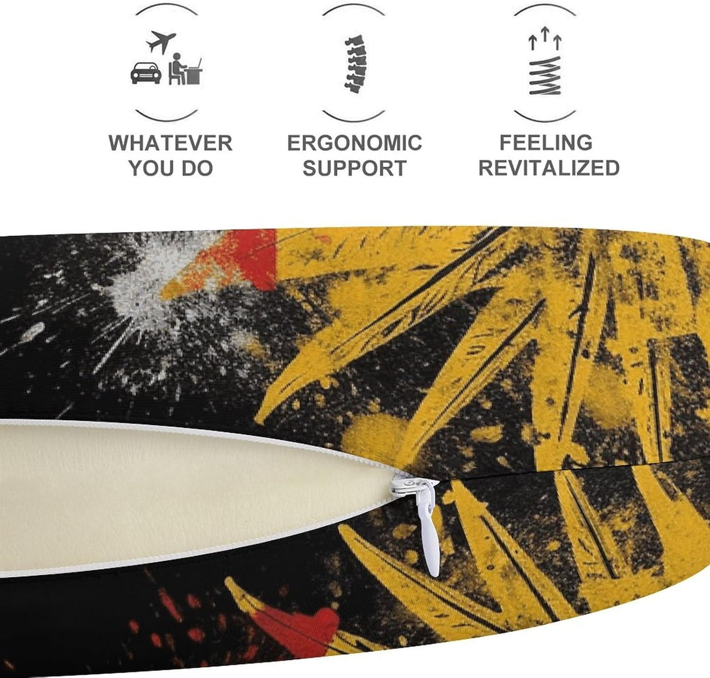 Germany Flag Eagle Neck Pillow Memory Foam U Shaped Pillows Portable Pillows for Shoulder Travel Head Support Pillow with Concealed Zipper for Airplane Car Home Office